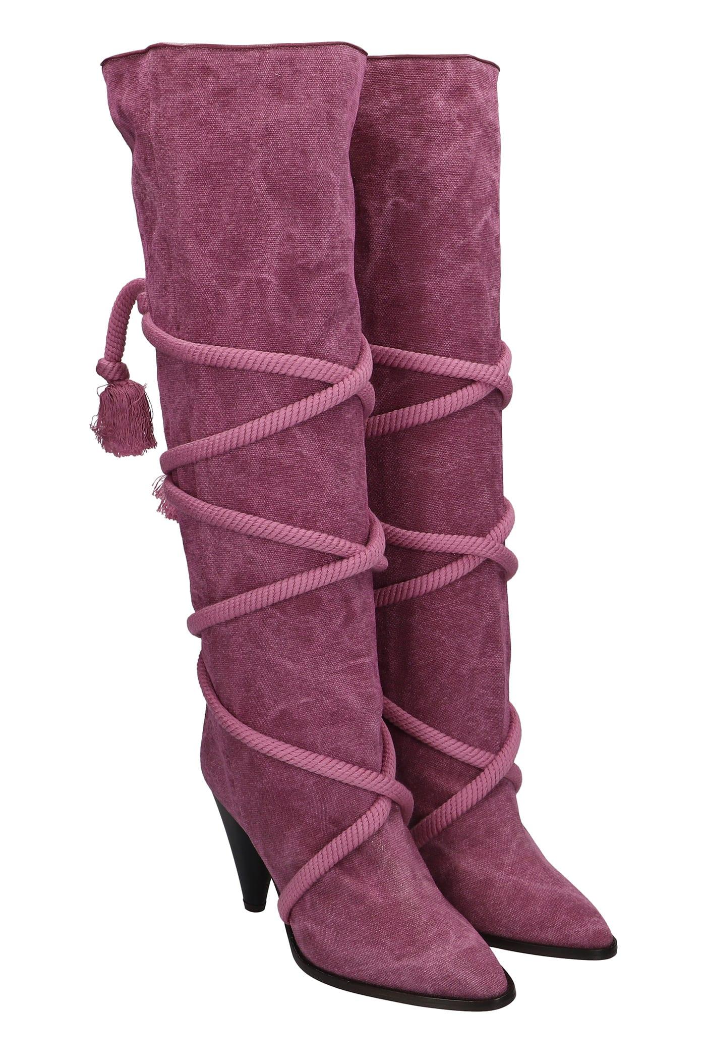 Isabel Marant Lophie High Heels Boots In Canvas in Purple | Lyst