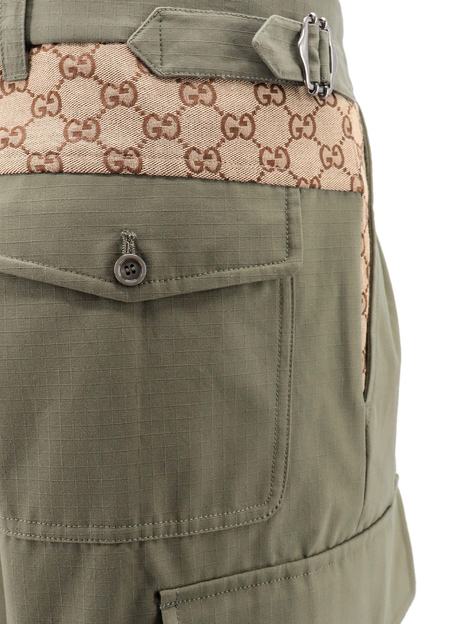 Gucci Gg-jacquard Cotton-ripstop Cargo Trousers In Green