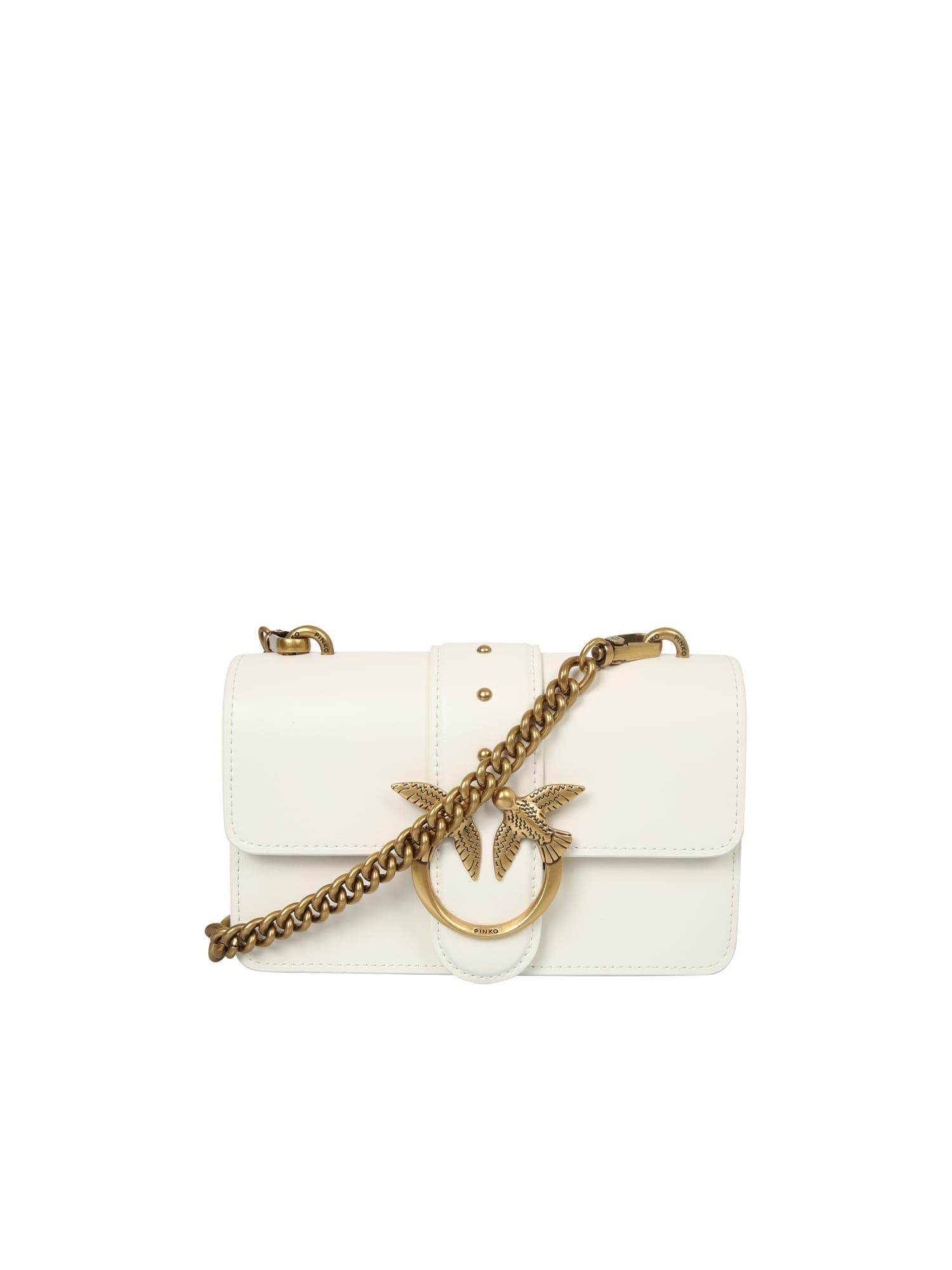 Pinko Leather Love Icon Simply Crossbody Mini Bag in White | Lyst