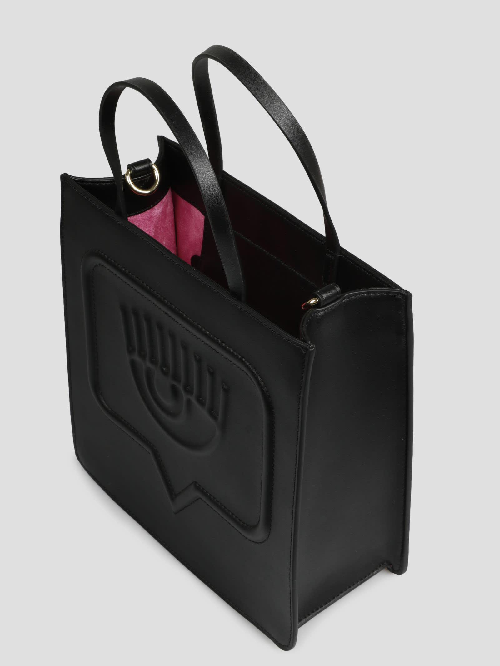 Womens Tote bags Chiara Ferragni Tote bags Save 8% Chiara Ferragni Leather Eyelike Handbag in Black 