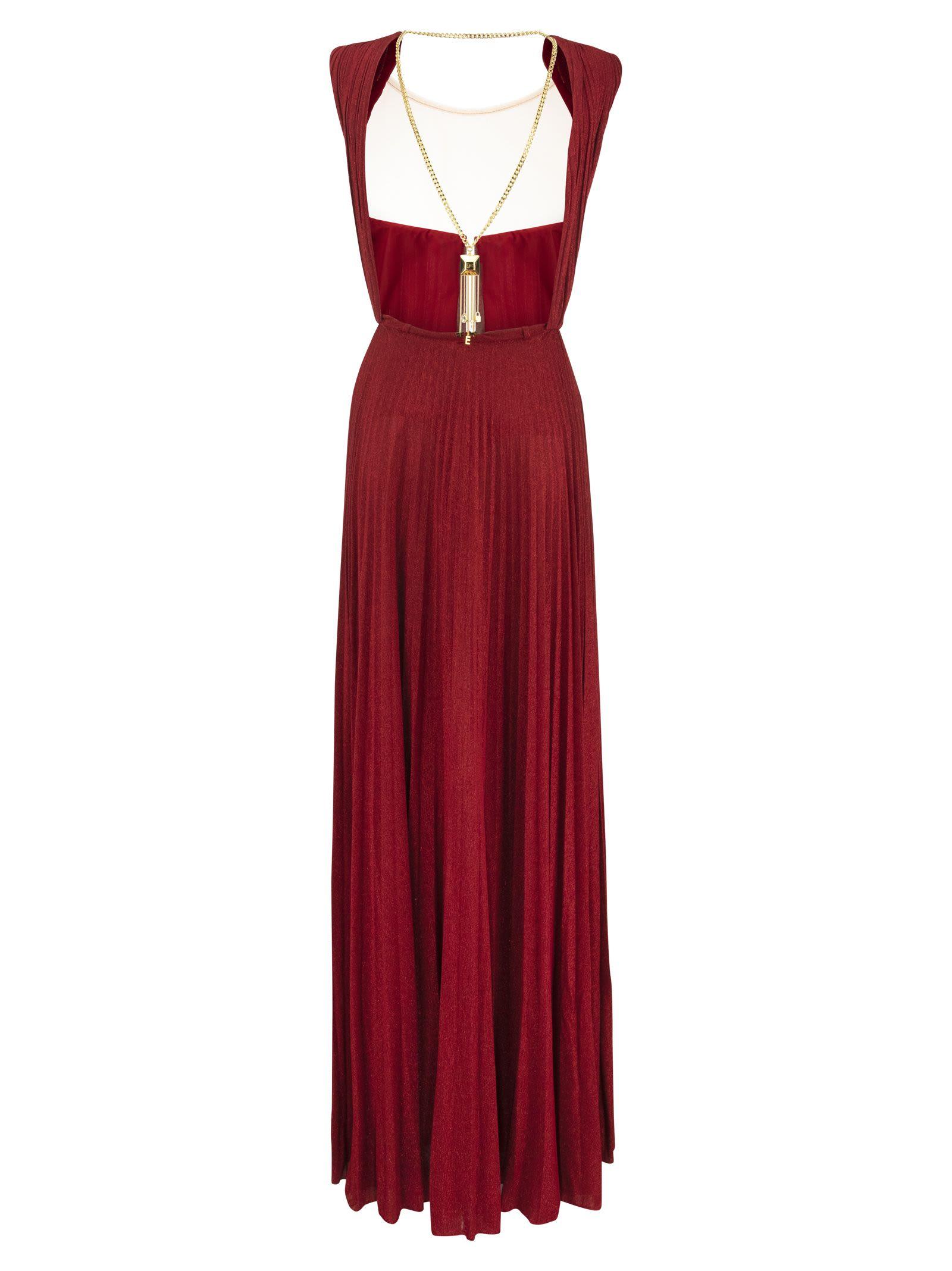 RED CARPETドレス IN LUREX JERSEY Elisabetta Franchi Red Carpet Dress In Lurex Jersey With