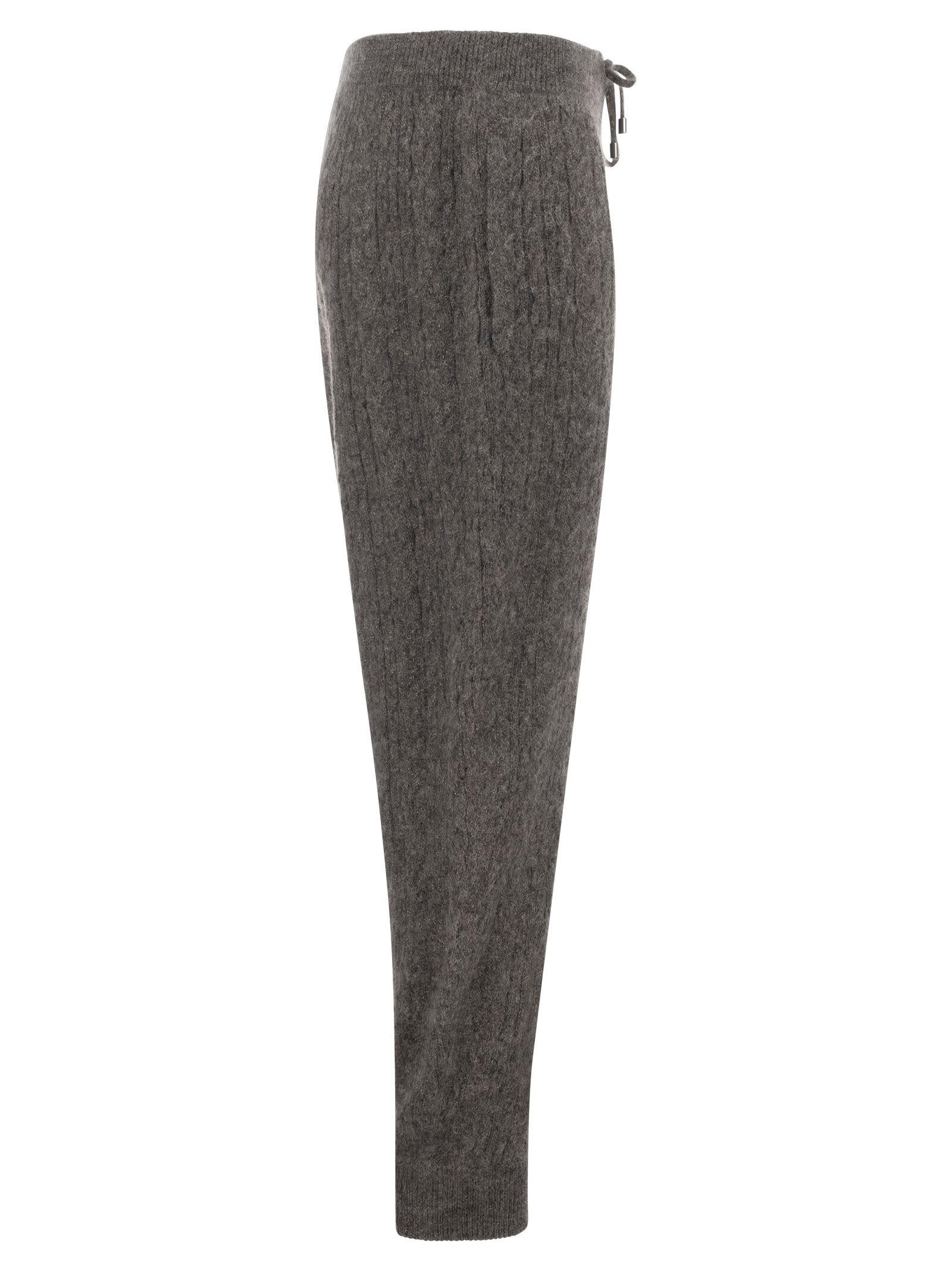 Womens Trousers Slacks and Chinos Brunello Cucinelli Trousers Grey Brunello Cucinelli Wool And Mohair Sparkling Cable Knit Trousers in Grey Slacks and Chinos - Save 53% 
