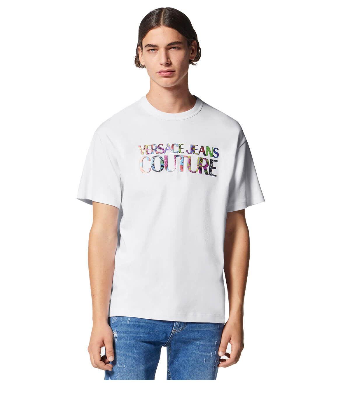 Versace Jeans Couture Logo Color White T-shirt for Men | Lyst