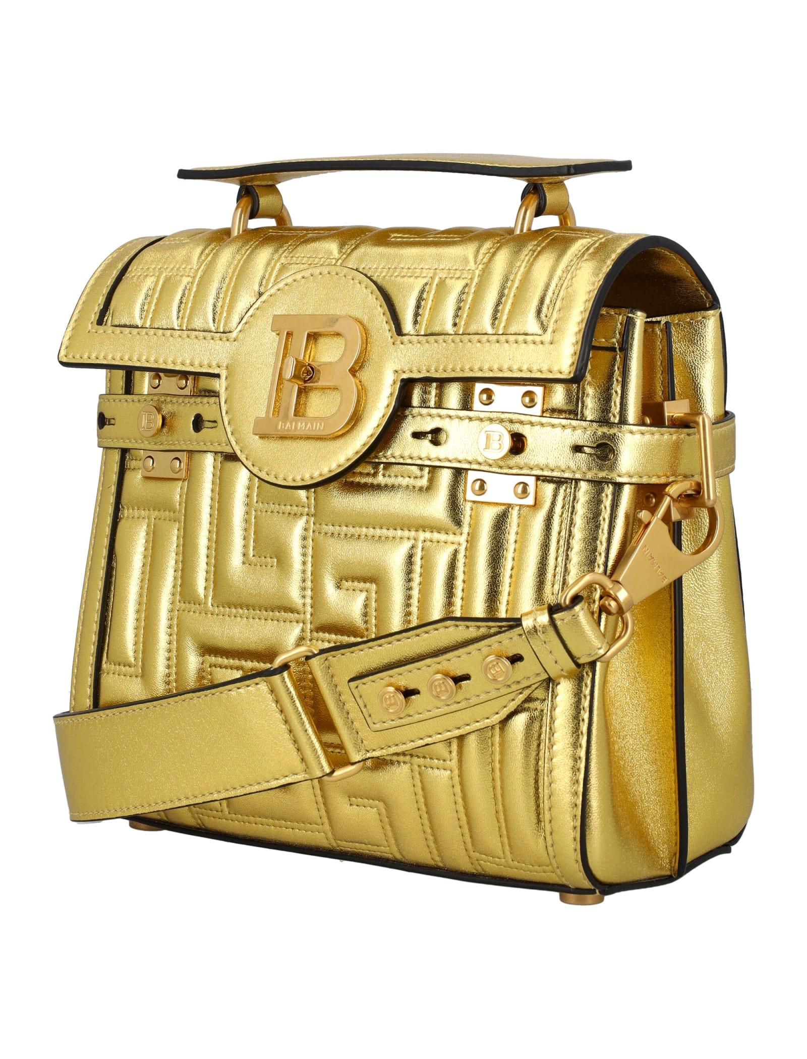 Balmain Quilted Leather B-buzz 23 Bag in Gold (Metallic) | Lyst