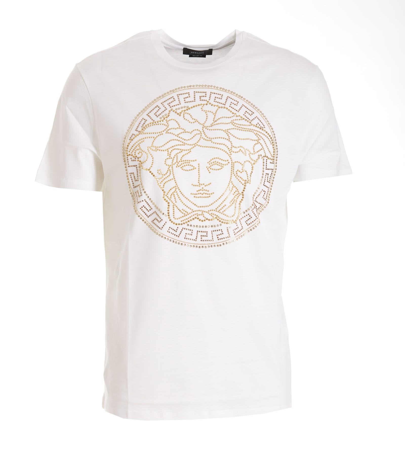 Versace Beaded Medusa Logo T-shirt in White for Men | Lyst