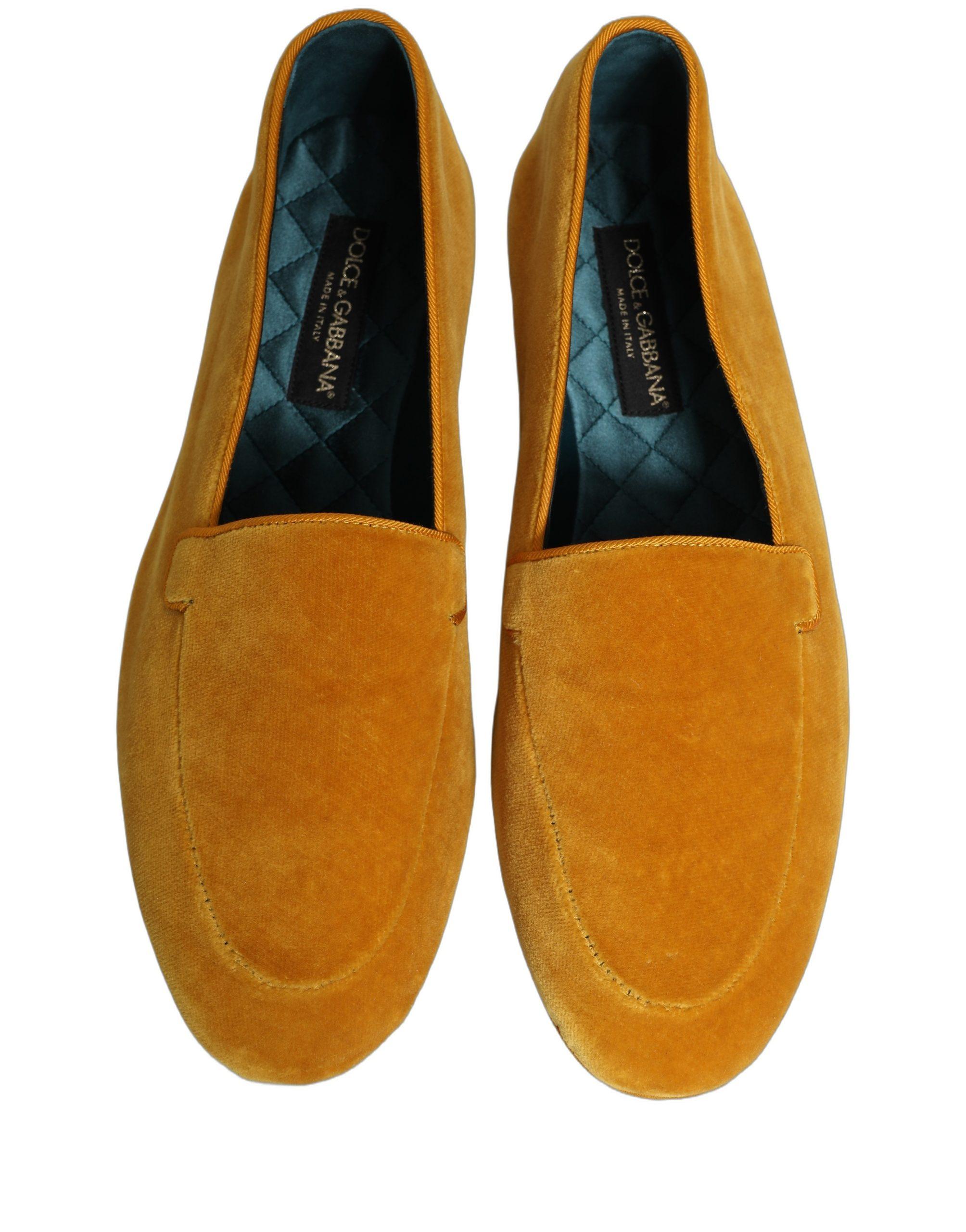 Dolce & Gabbana Yellow Velvet Slip On Men Dress Loafers Men\'s Shoes Dolce & Gabbana Multicolor Fruit Print Velvet Loafers Men main image 4
