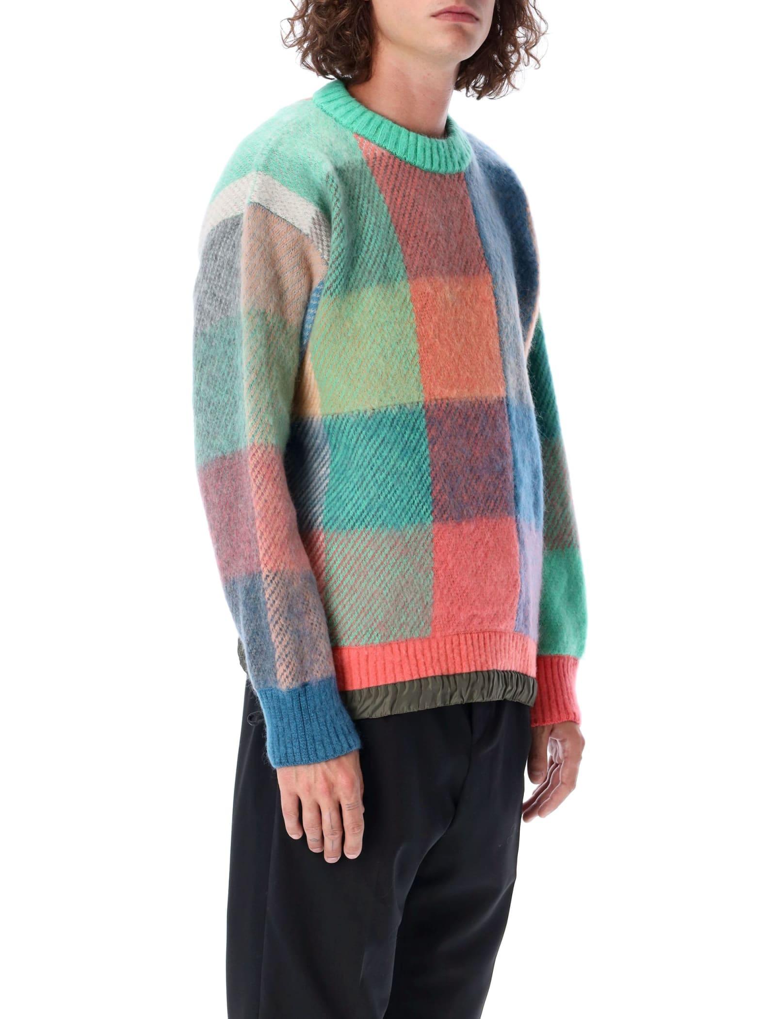 Sacai Checked Sweater in Blue for Men | Lyst