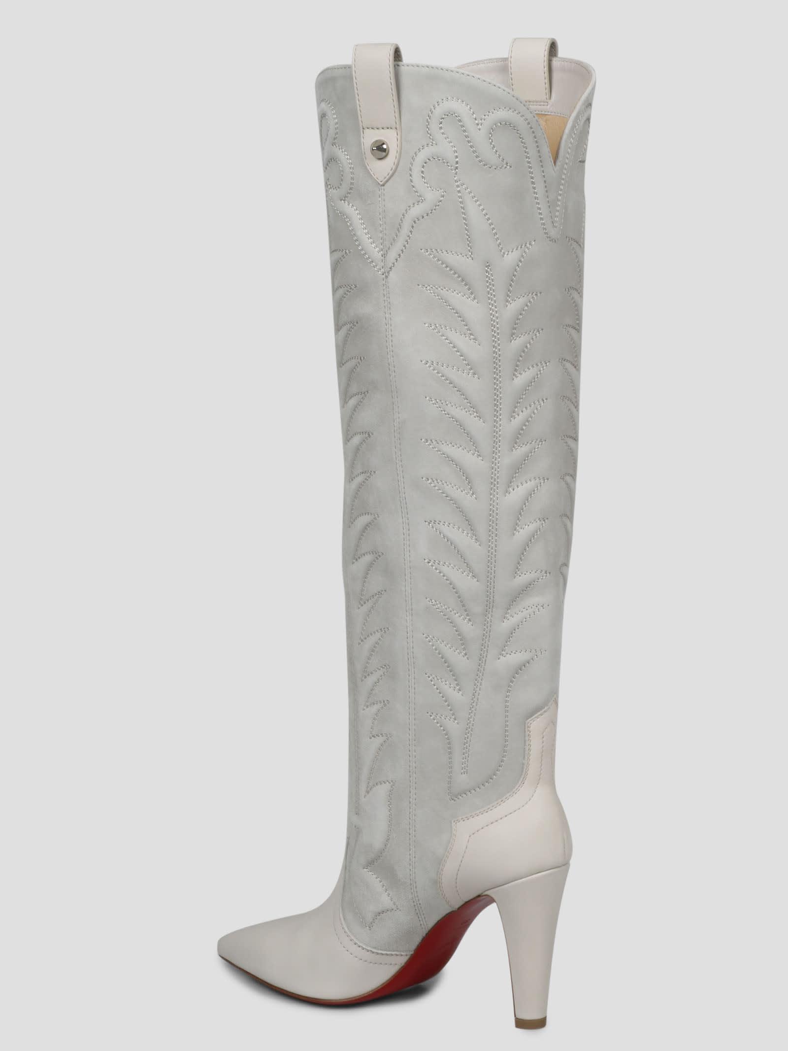 Christian Louboutin - Santia Botta 85 Embroidered Suede And Leather Knee  Boots - Off-white -  IT36,IT36.5,IT37,IT37.5,IT38,IT38.5,IT39,IT39.5,IT40,IT40