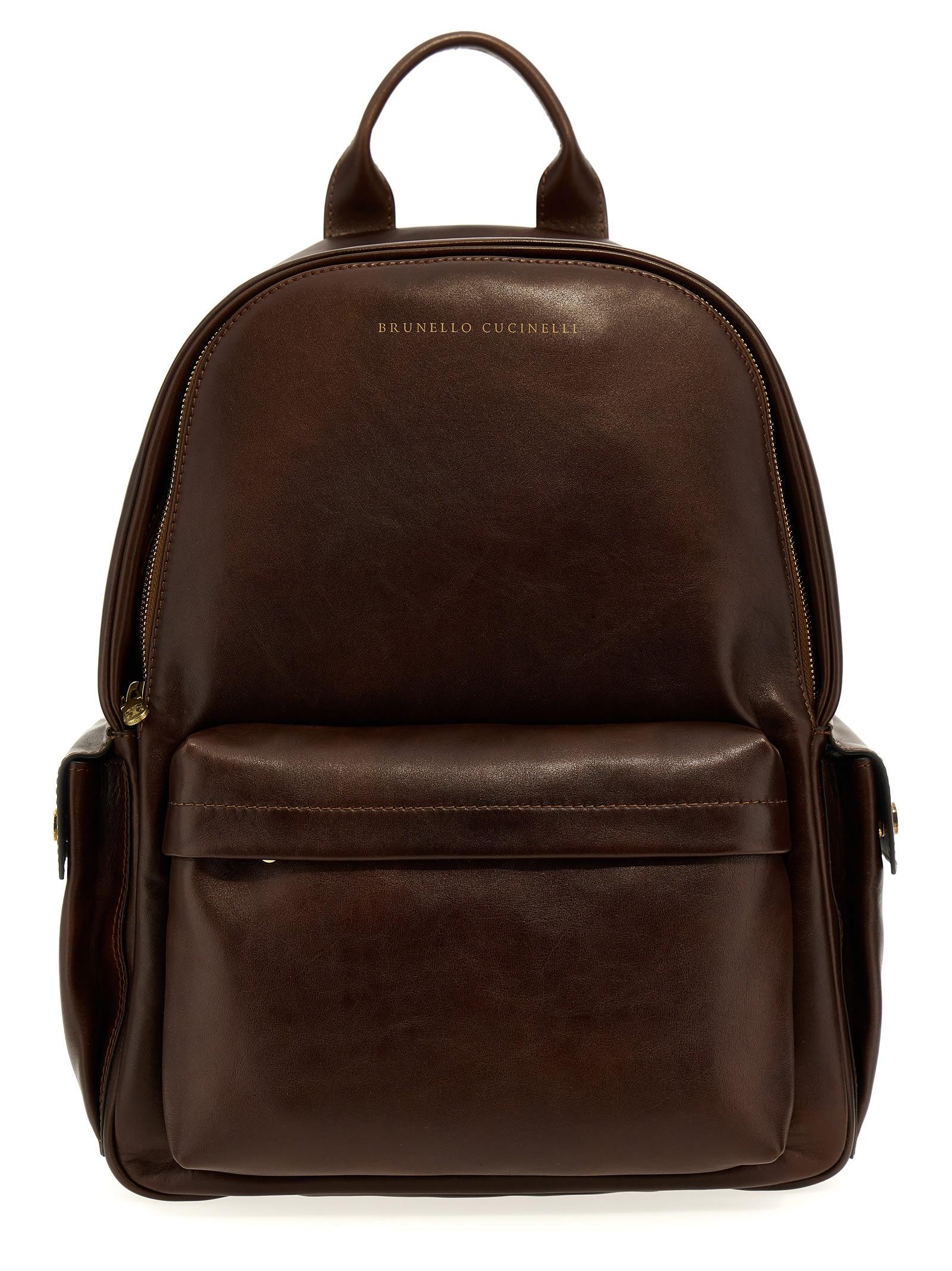 brunello cucinelli leather backpack