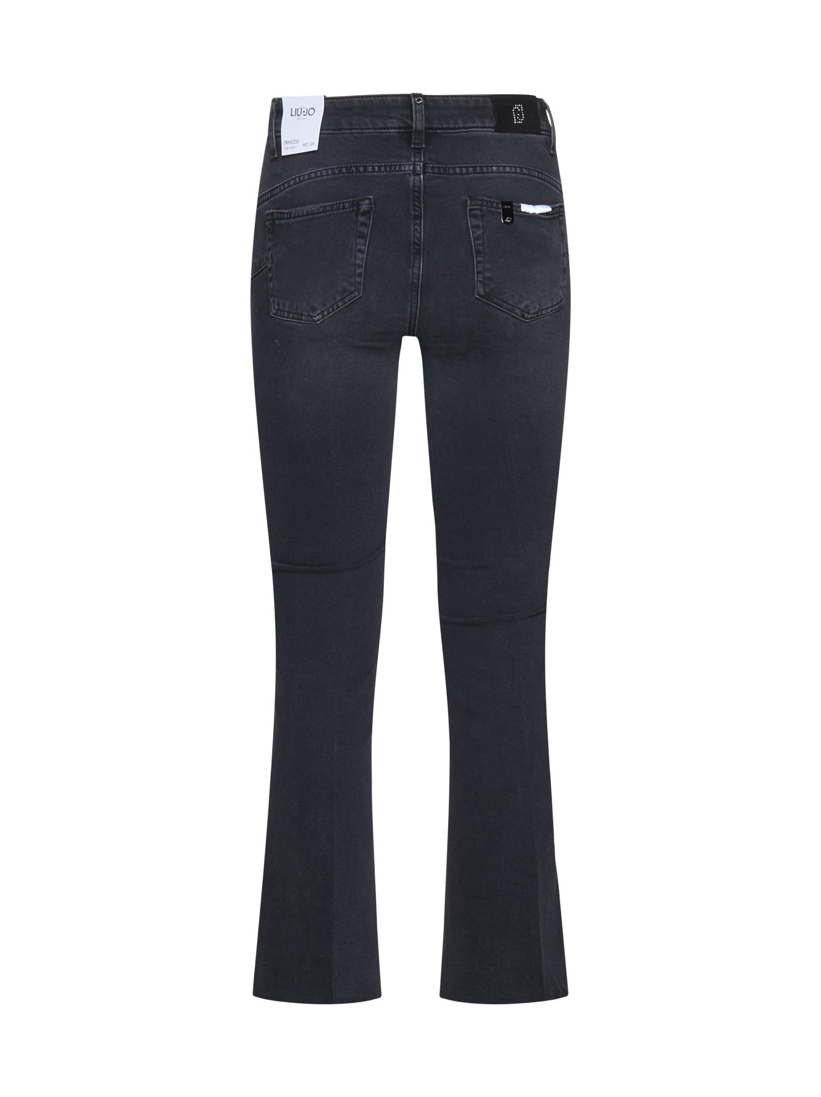 Liu Jo Cotton Eco-friendly Blue Denim Flare Jeans Blue Denim Woman in Black Womens Clothing Jeans Wide-leg jeans 