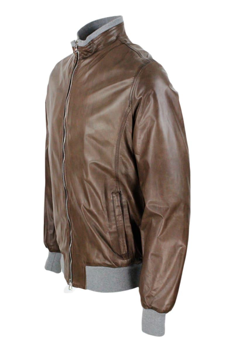 Barba Napoli Fox Model Nappa Leather Jacket With Cotton Lining, in Brown  for Men | Lyst