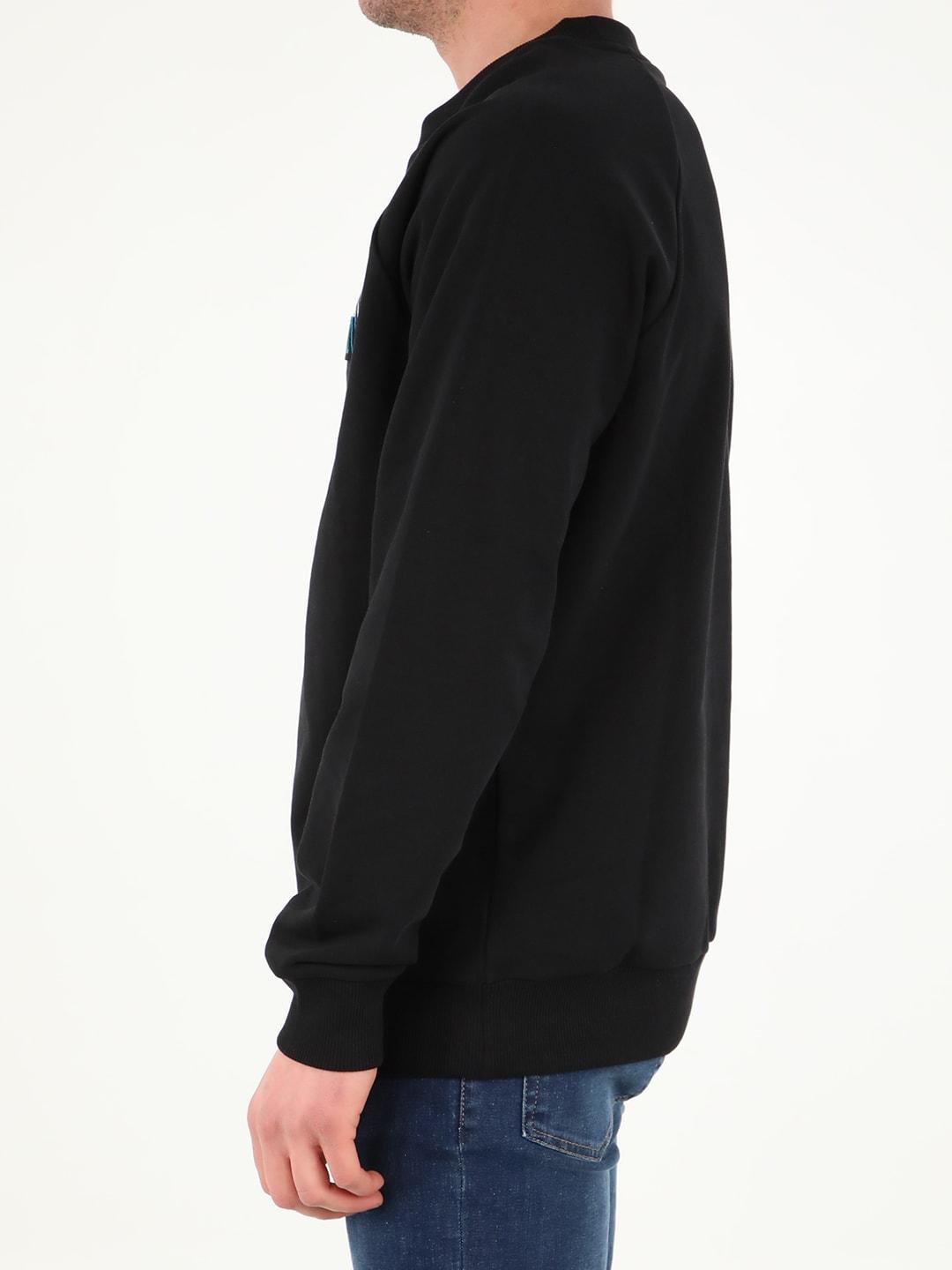 Balmain Cotton Black Sweatshirt With Multicolor Logo for Men 