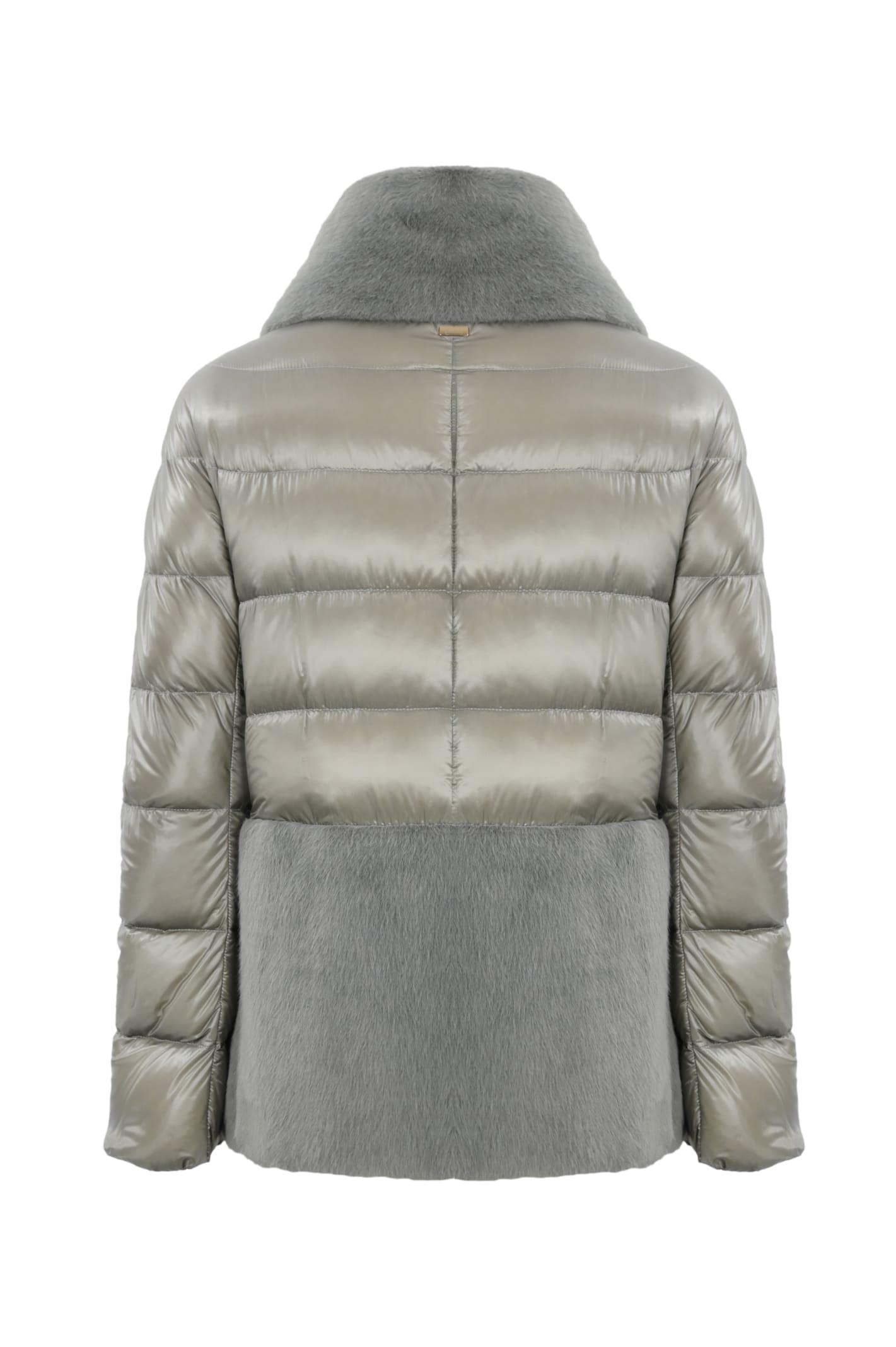 Herno Down Jacket With Ecological Fur in Grey Lyst UK