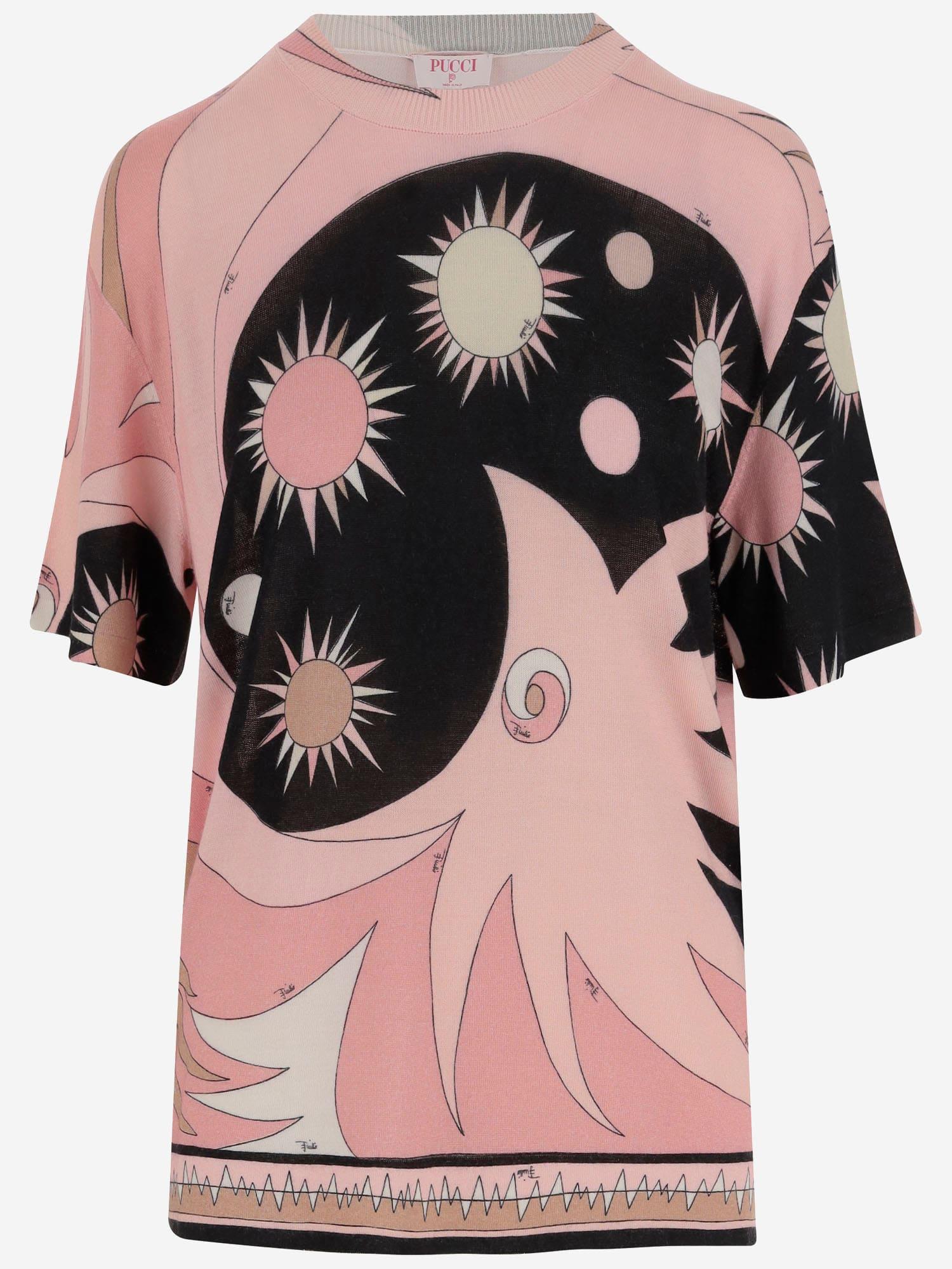 PUCCI Tシャツ ピンク PUCCI ribbed-knit T-shirt | Pink | FARFETCH JO
