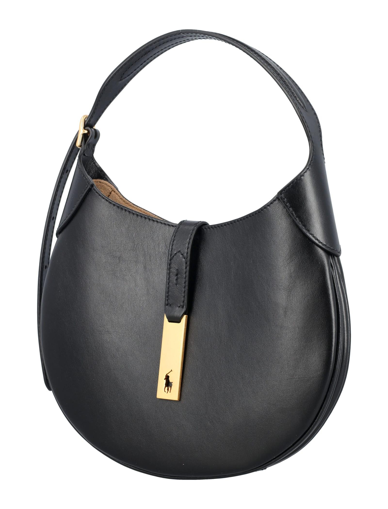 Polo Ralph Lauren Polo Id Calfskin Small Shoulder Bag in Black | Lyst