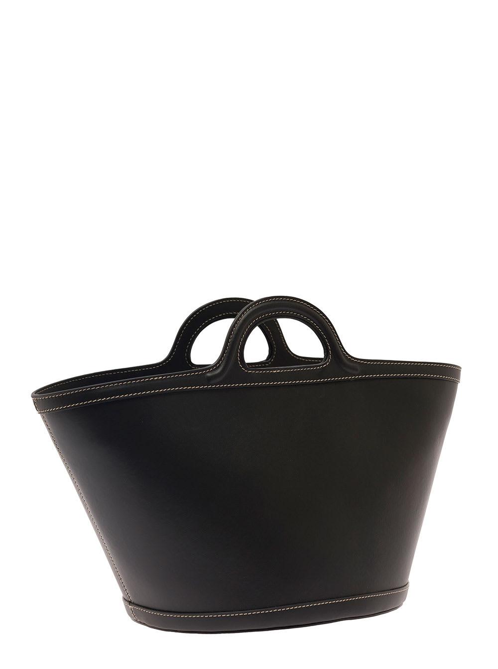 Marni Tropicalia Small Black Handbag With Embossed Logo And