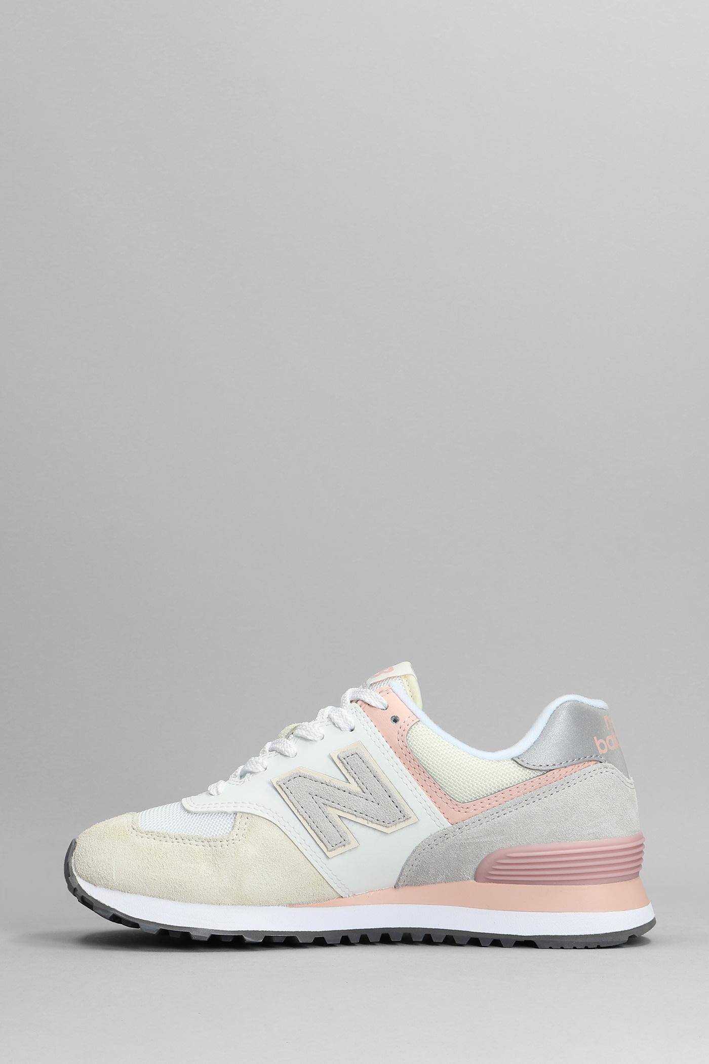New Balance 574 Sneakers In Beige Suede And Fabric in White | Lyst
