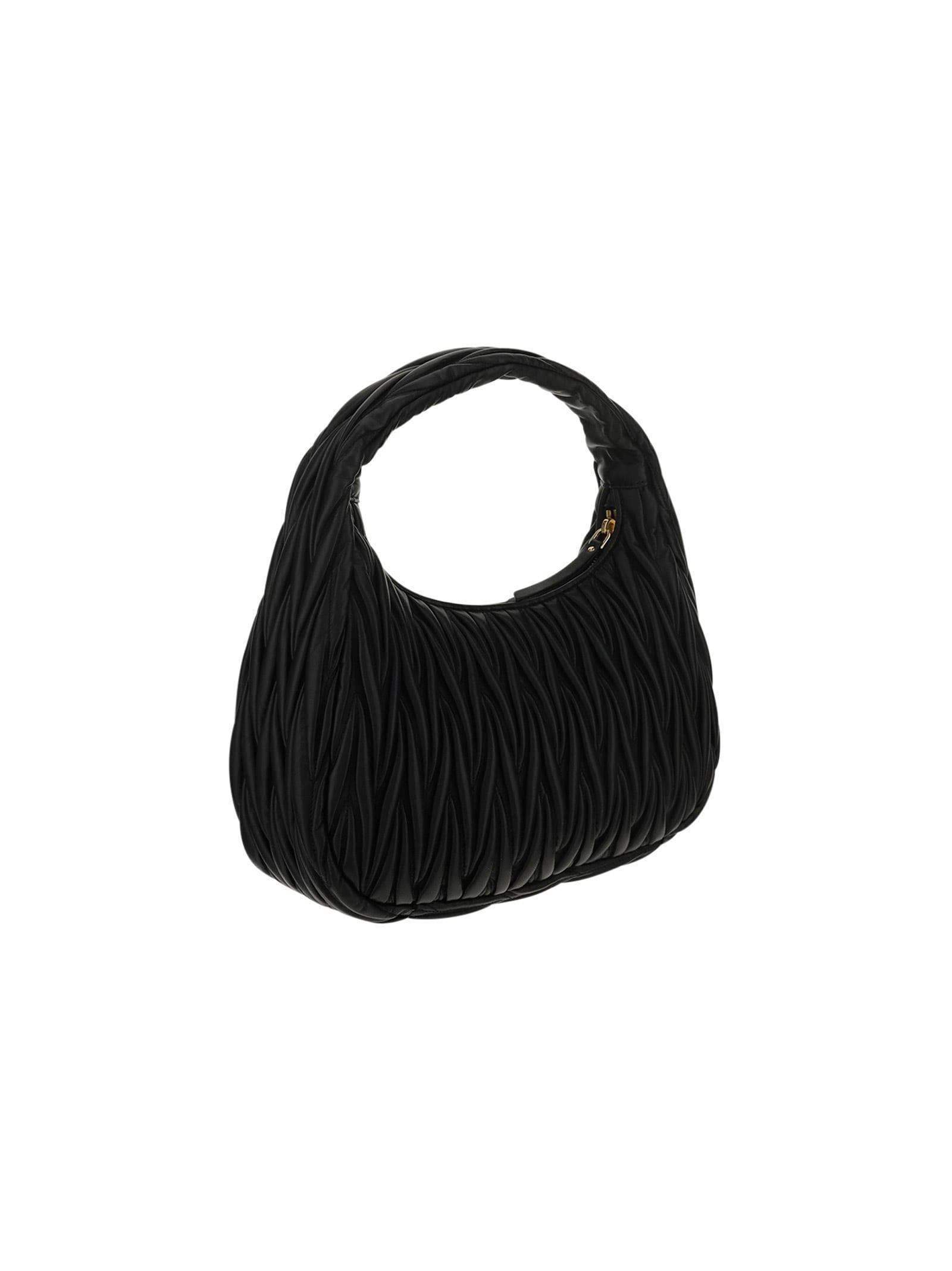 Miu Miu Wander Matelassé Shoulder Bag in Black