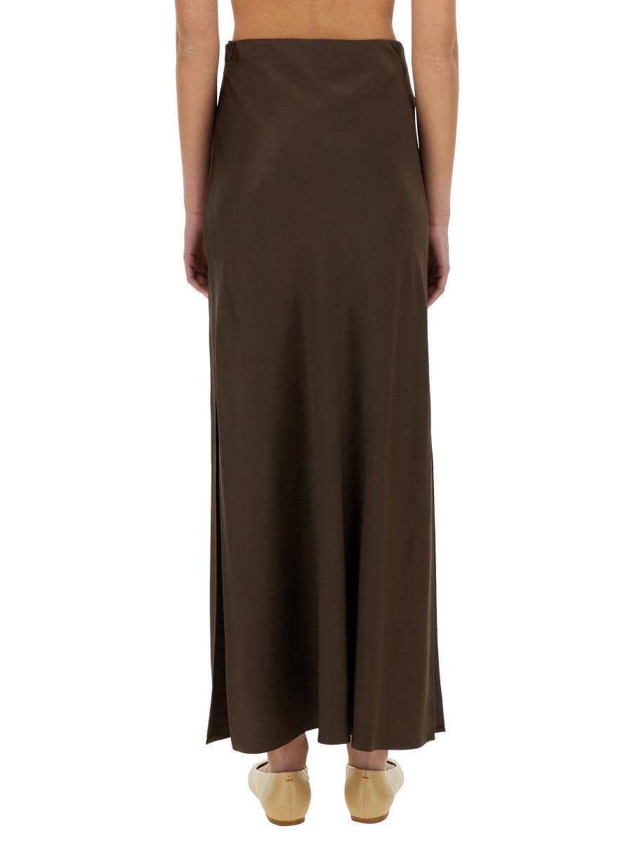 スカート BRUNELLO CUCINELLI 'Fluid-Bias Cut' skirt Brunello Cucinelli Fluid Bias-Cut Satin Skirt in Brown | Lyst