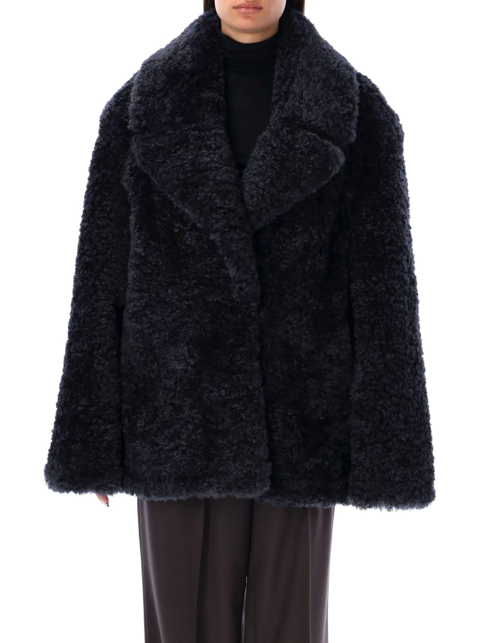 STELLA MCCARTNEY faux fur collar coat - Black