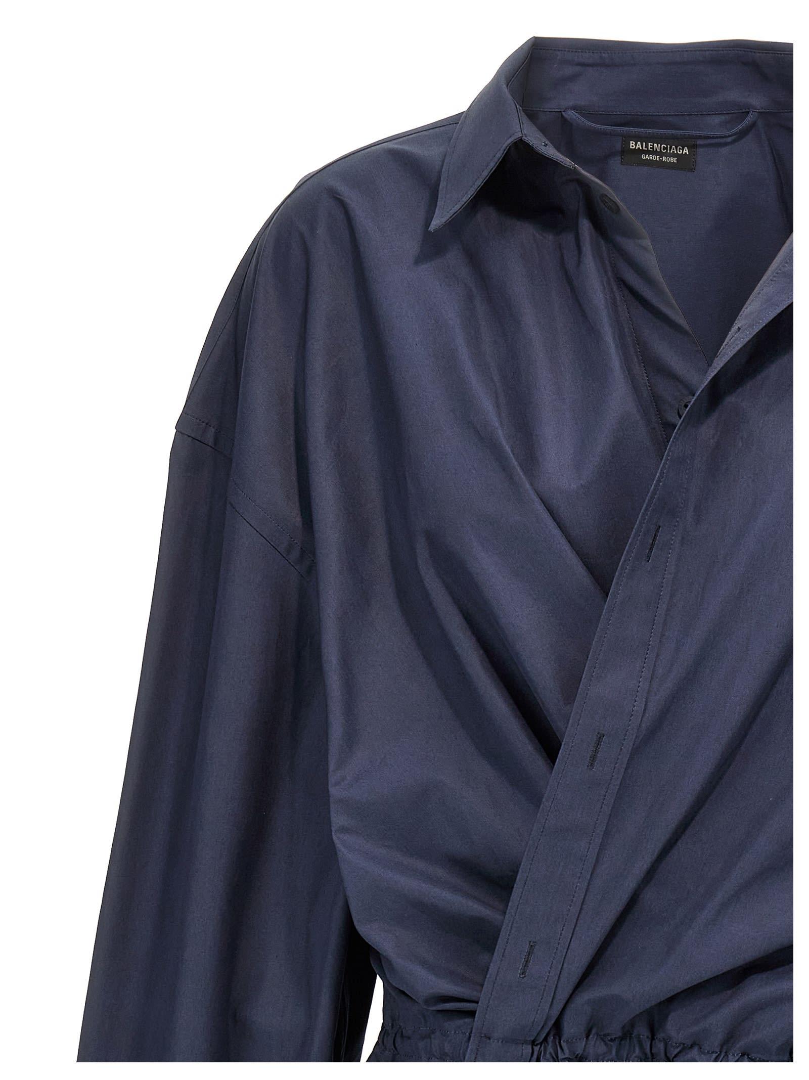BALENCIAGA バレンシアガ STILE CAMICIA MINI' DRESS ブルー Balenciaga 'Stile Camicia Mini' Dress in Blue | Lyst