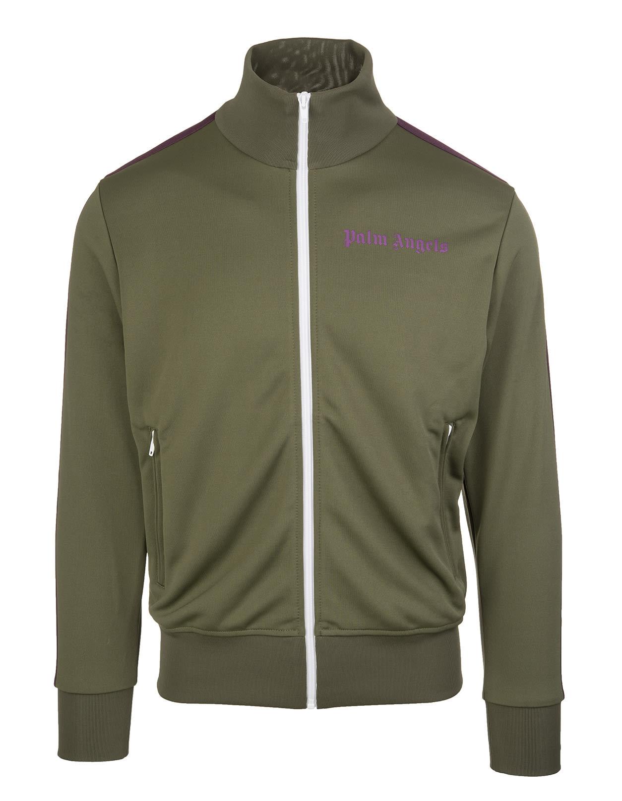 Palm Angels Man Green And Purple Track Jacket for Men