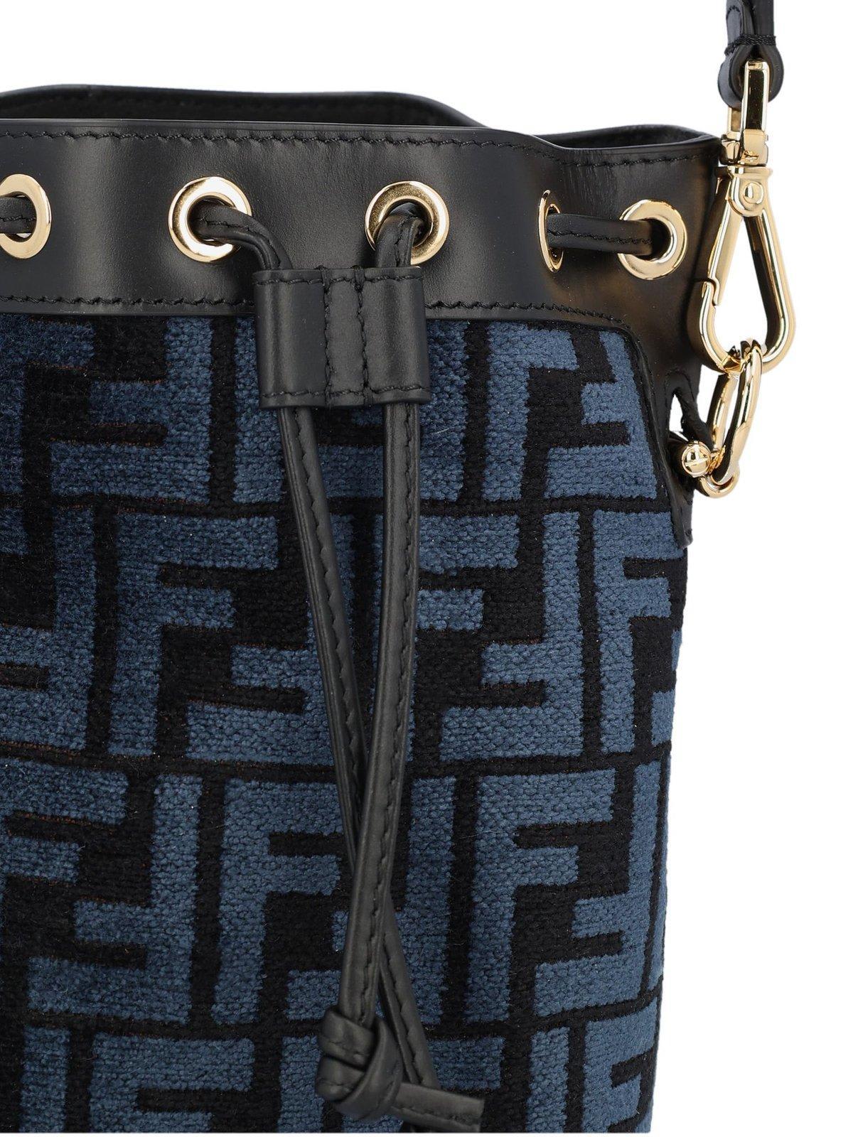 Fendi Small Mon Tresor Monogram Bucket Bag in Blue