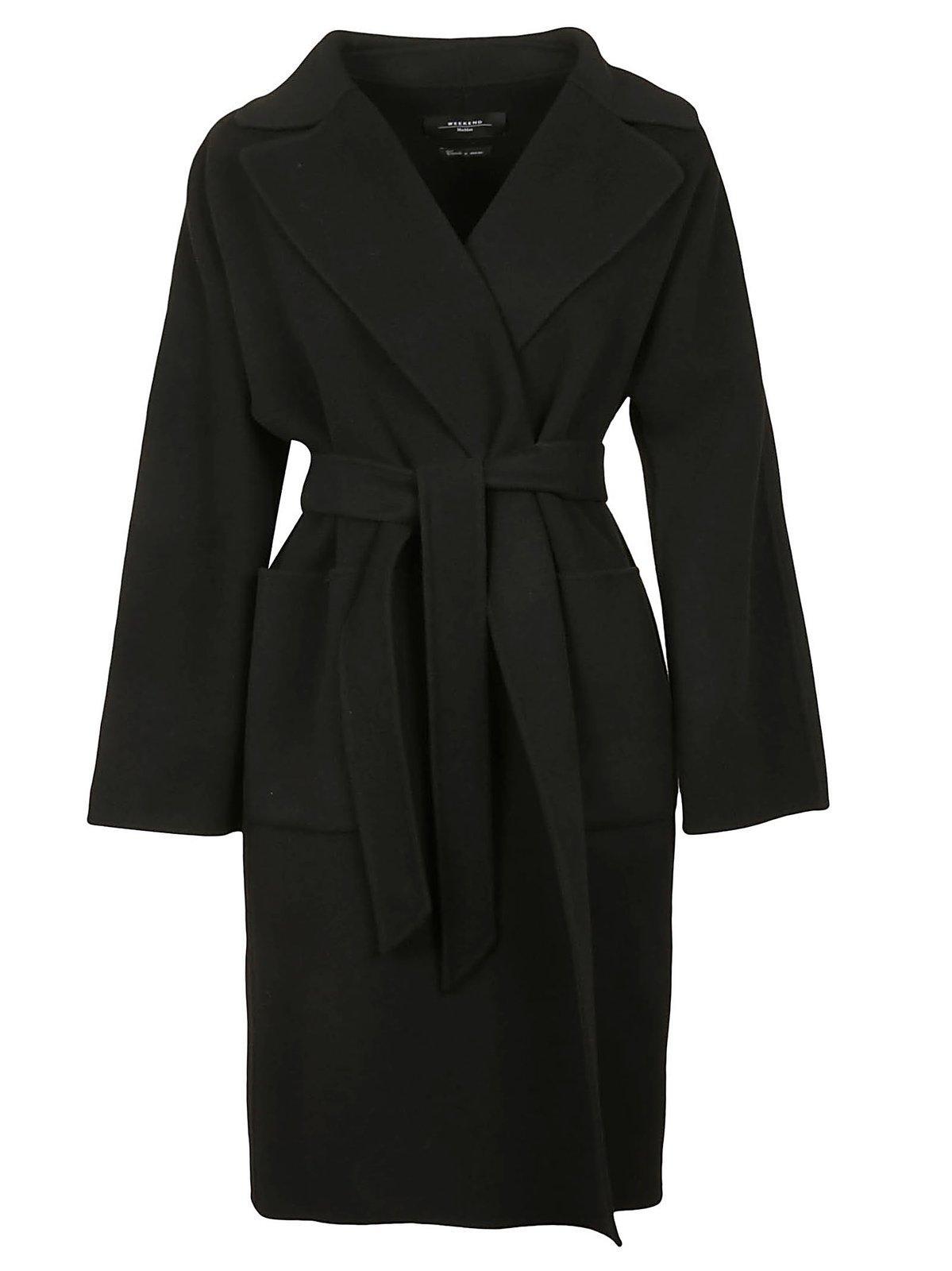 Weekend by Maxmara Long Robe Coat in Black | Lyst