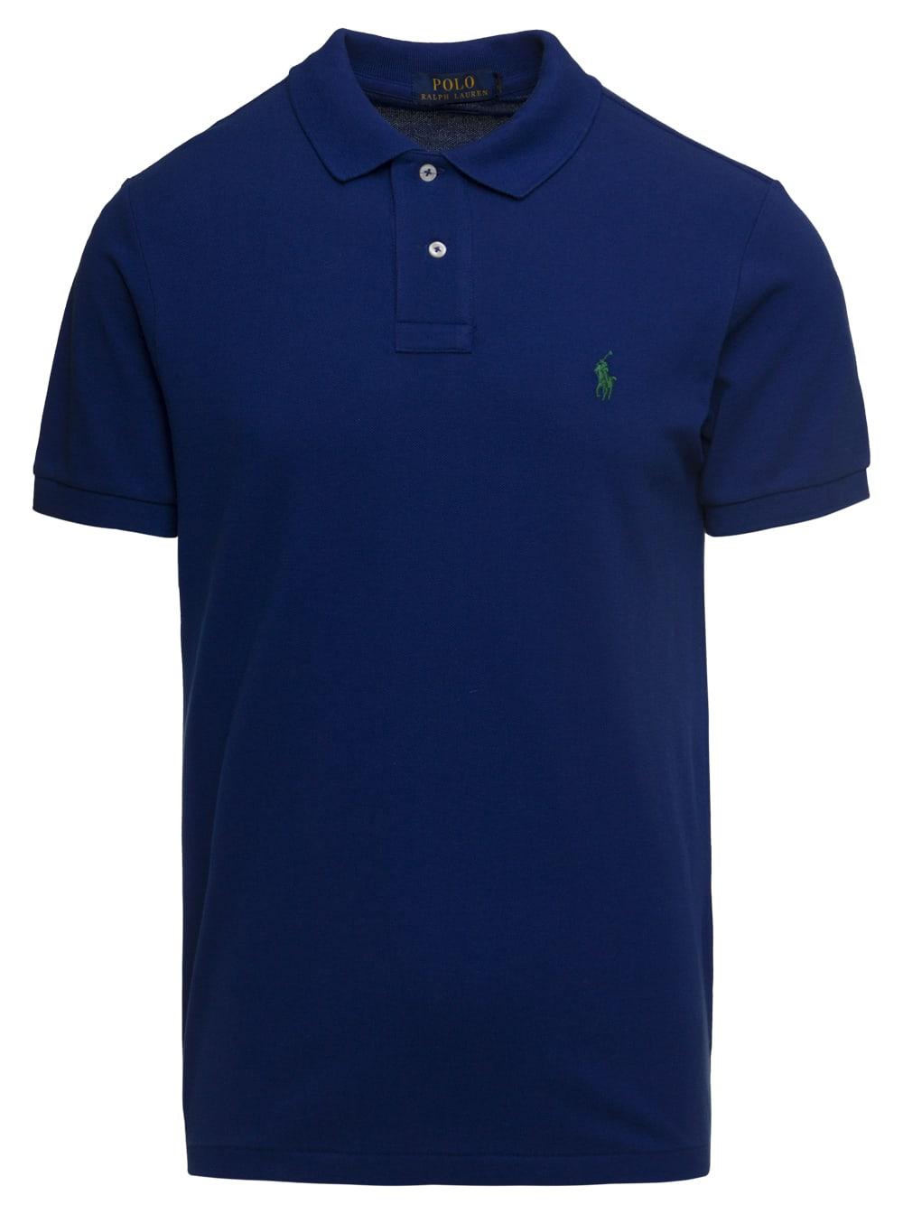 Polo Ralph Lauren Polo In Cotone Piquet Azzurro E Logo Uomo in Blue for Men  | Lyst