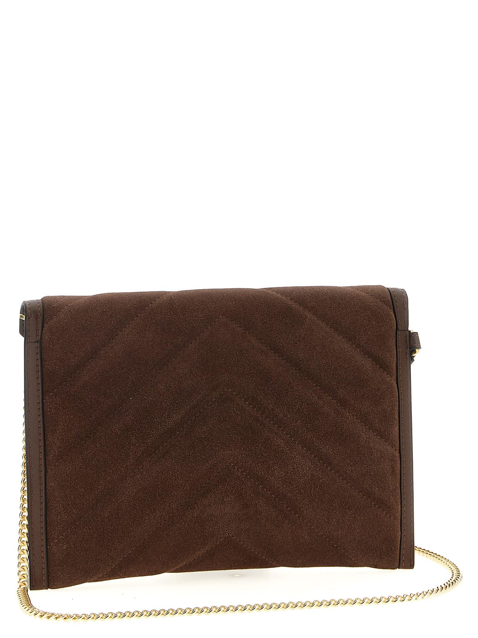 クラッチバッグ PINKO Suede clutch Mini flat clutch in shiny suede with shoulder strap PINKO