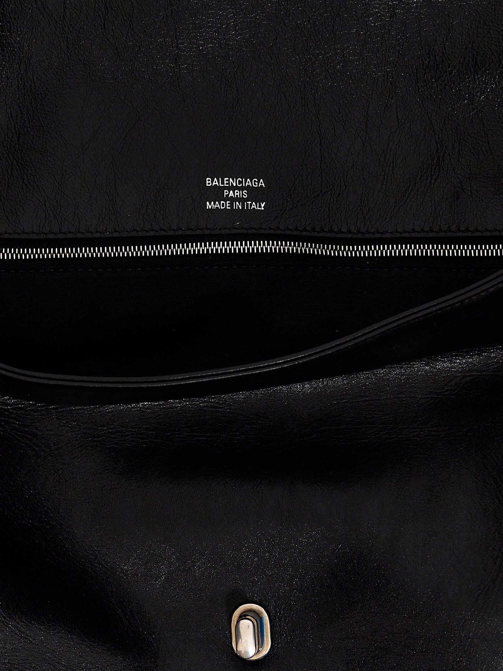 Vintage Balenciaga Paris BB Leather Women Shoulder Black Crossbody Bag