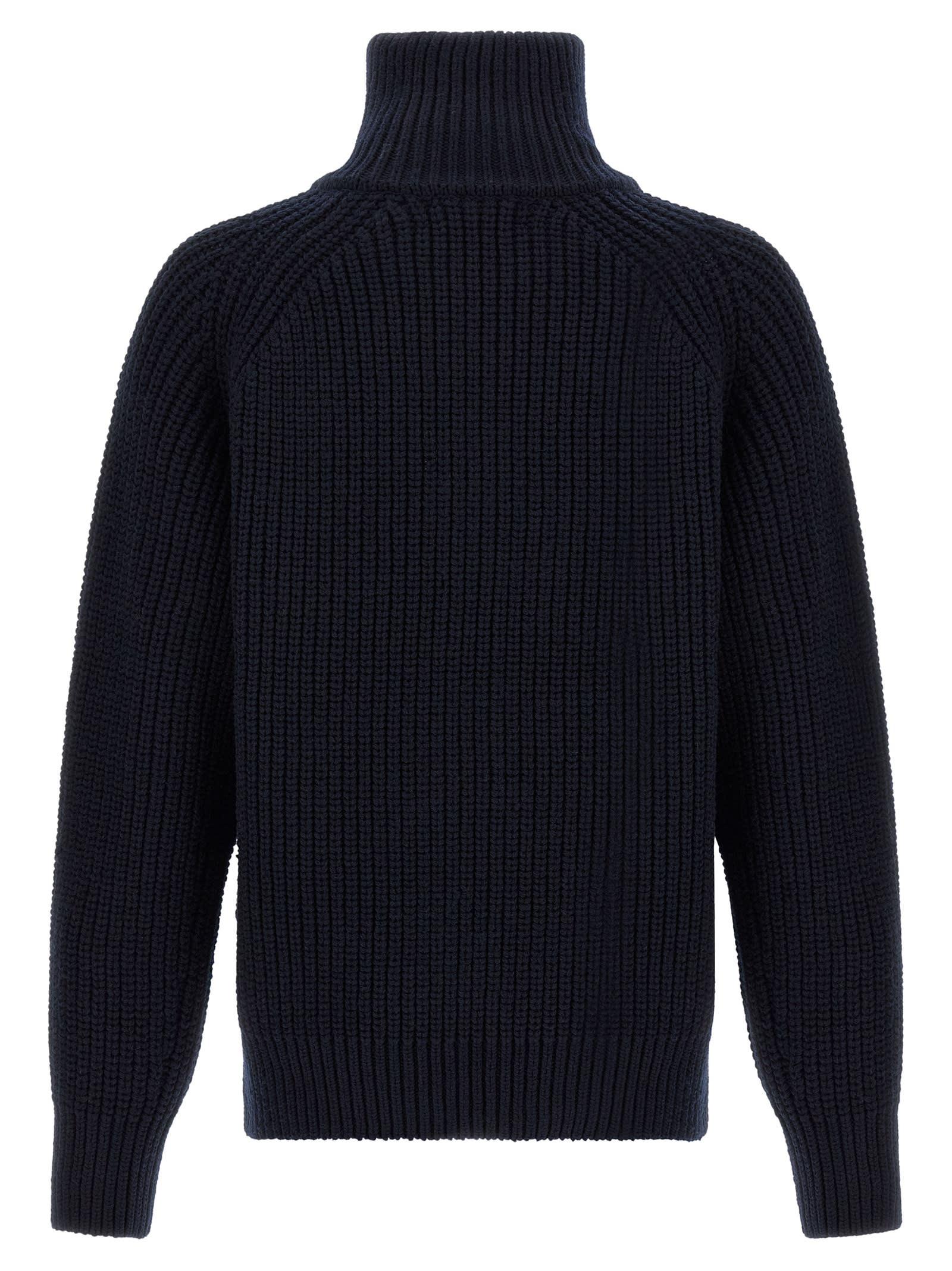 Dries Van Noten Monty Full-Zip Turtleneck Sweater in Blue for Men