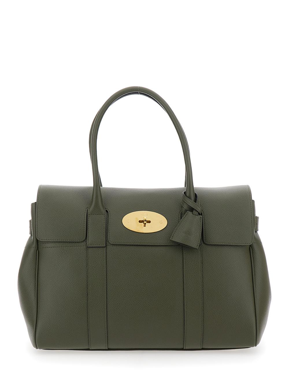 Mulberry 'Bayswater' Handbag With Twist-Lock Closure in Green | Lyst