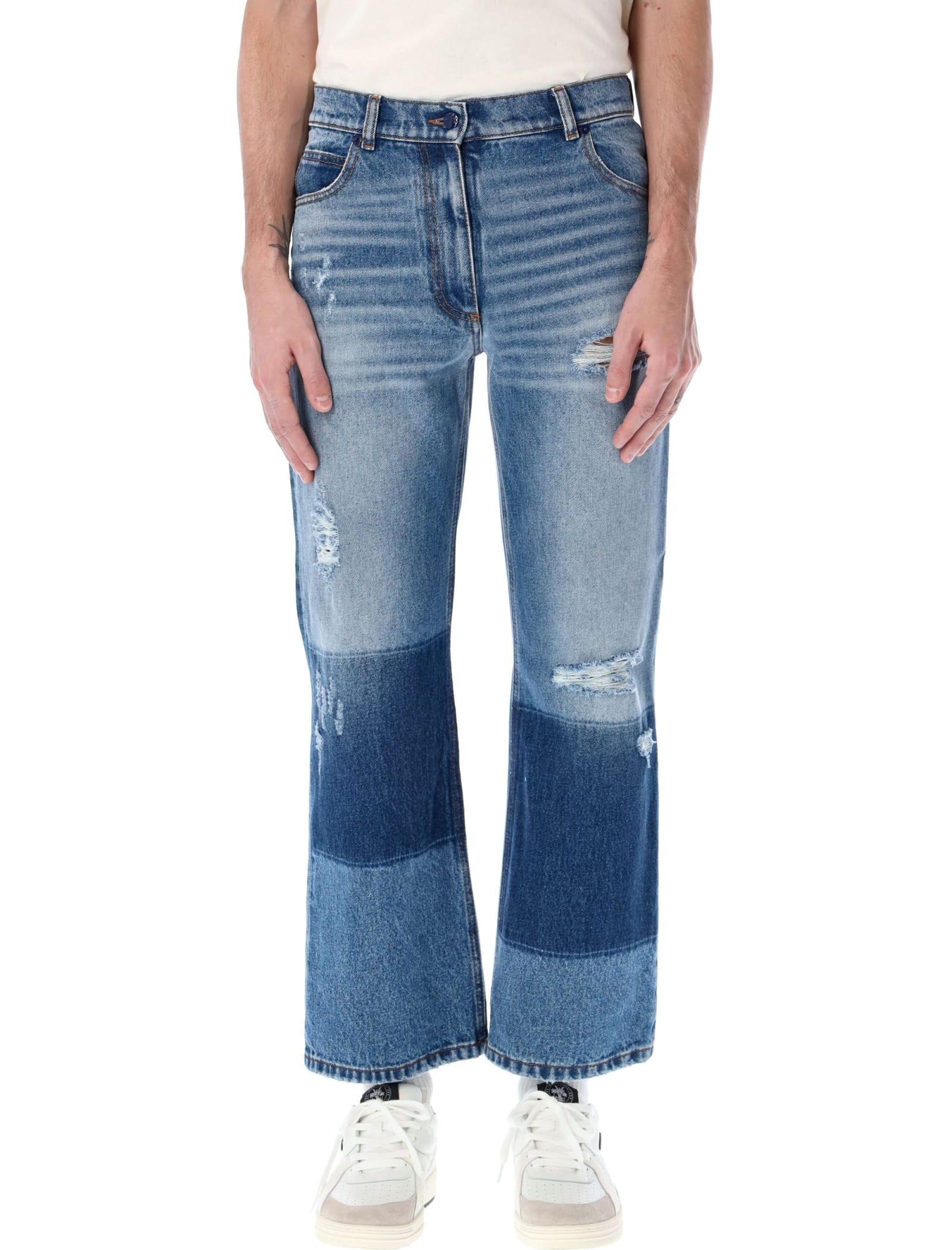 8 MONCLER PALM ANGELS Vintage Effect Jeans in Blue for Men | Lyst