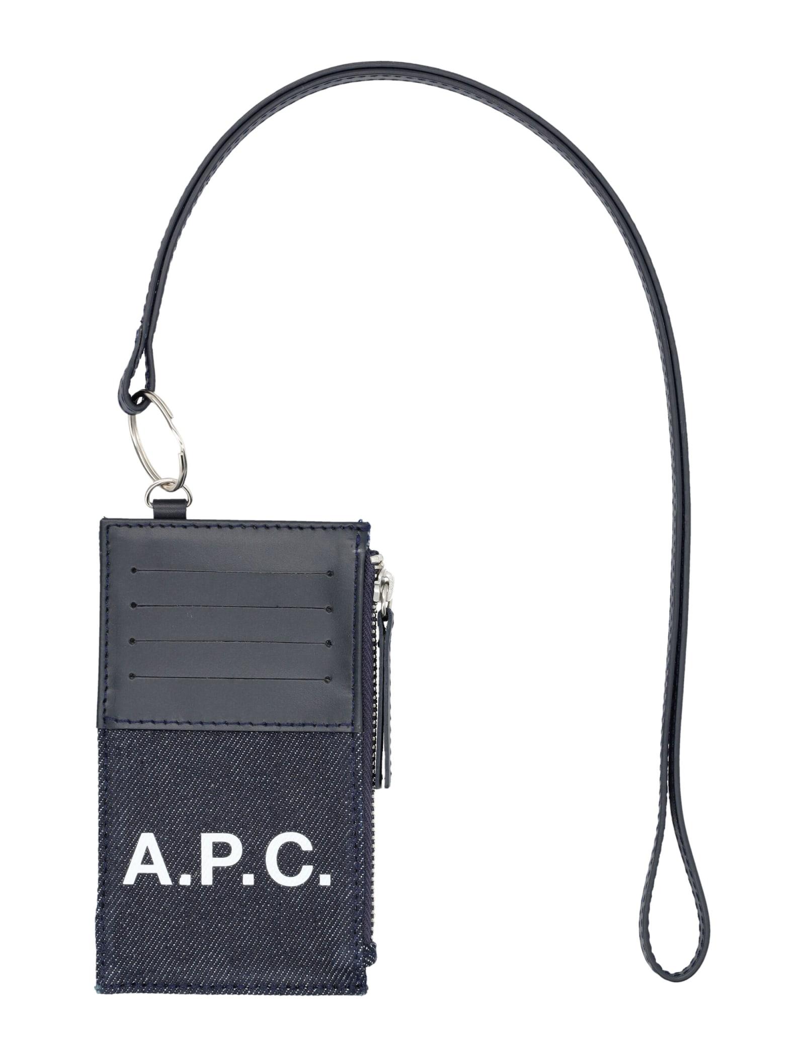 A.P.C. Axelle Neck Cardholder in Blue for Men | Lyst