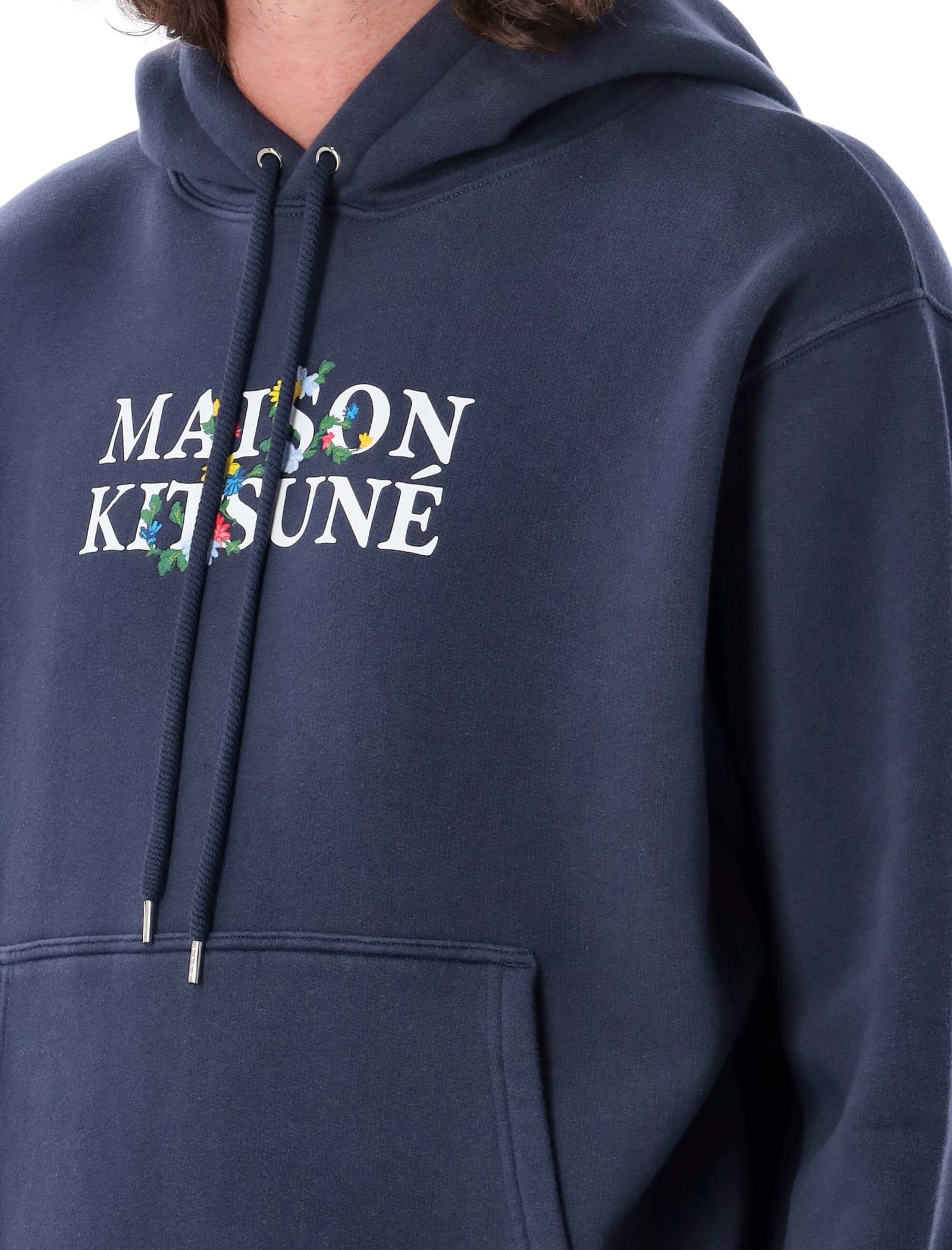 Maison Kitsuné Flowers Comfort Hoodie in Blue for Men | Lyst