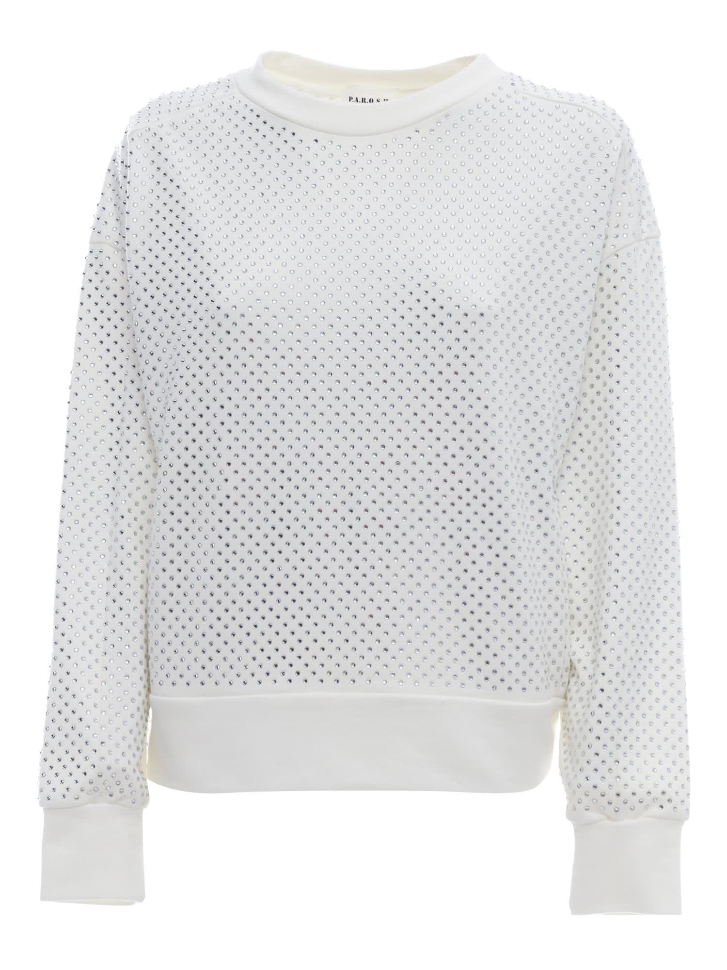 P.A.R.O.S.H. Sweatshirt With Rhinestones in White | Lyst