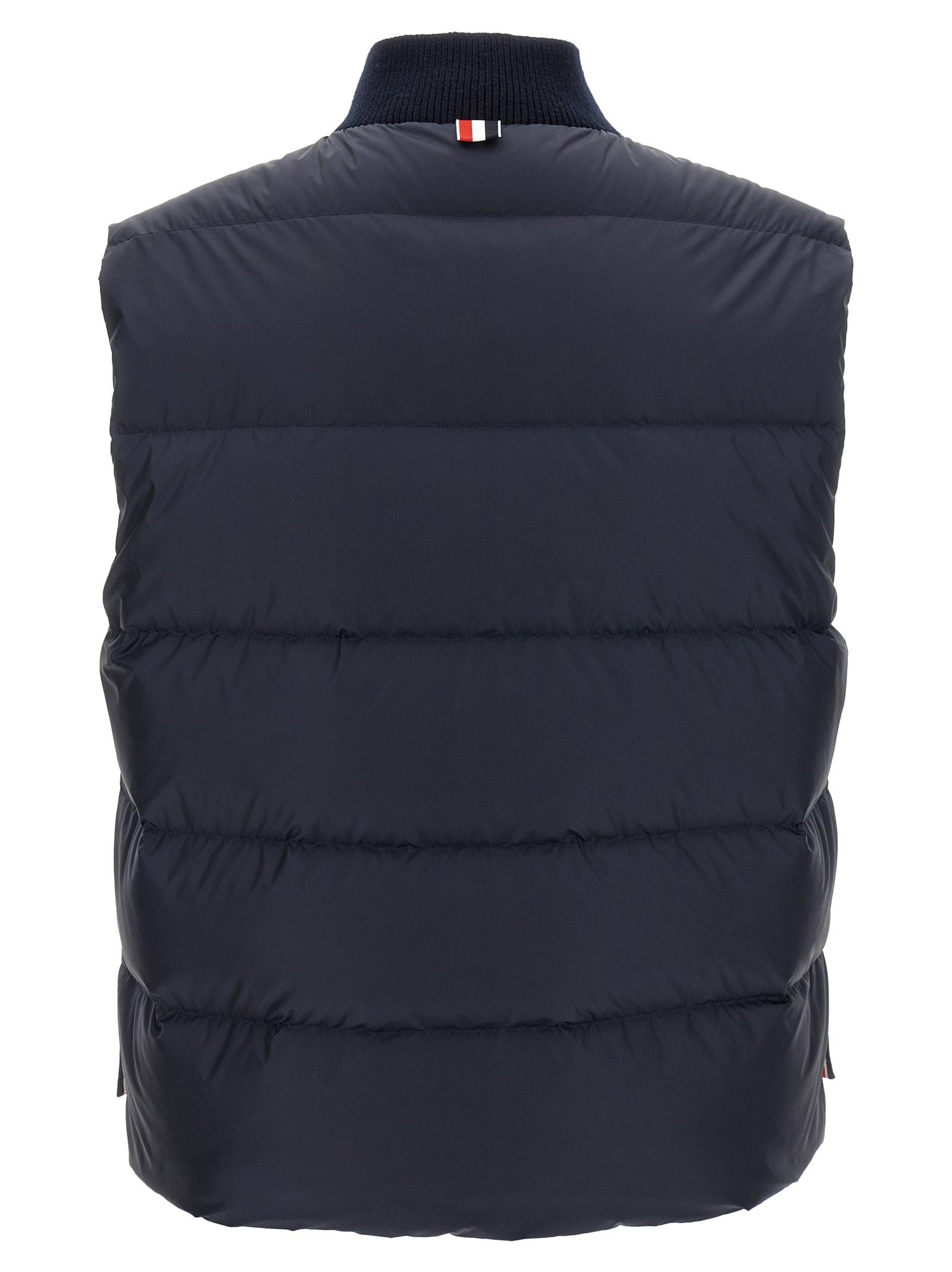 ベスト・ジレ THOM BROWNE Women Vests FBC010V00626 415 NAVY Fine Merino And Jersey Reversible Down 4 Bar Vest | Thom Browne