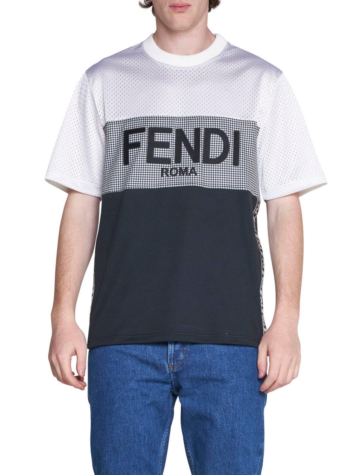 Fendi Color-block Logo Detailed T-shirt for Men | Lyst