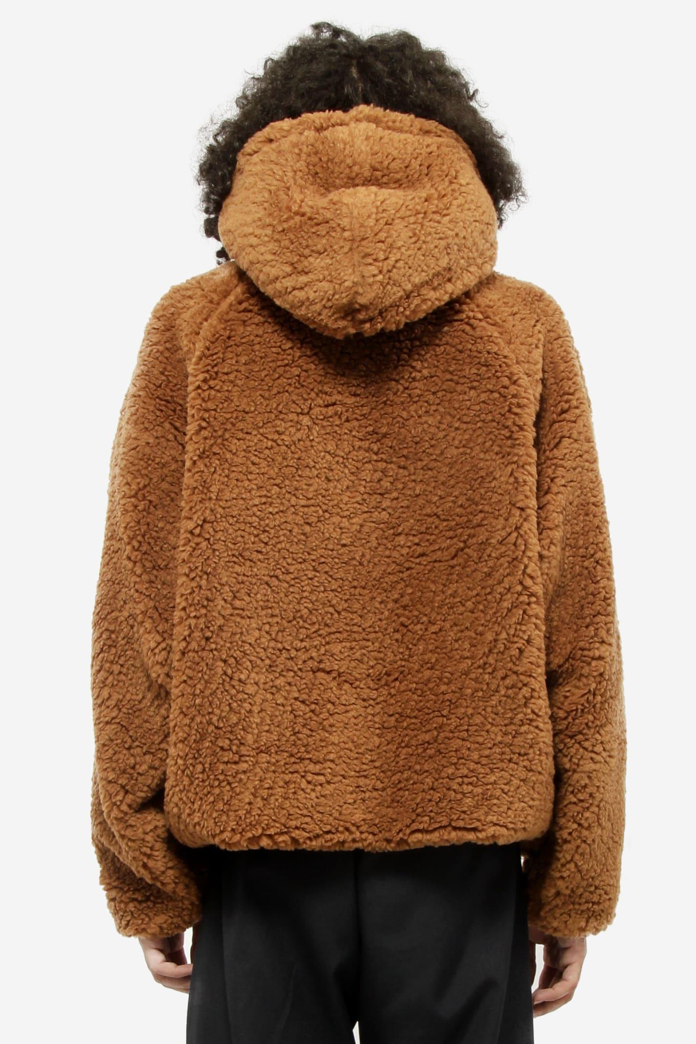 Brown fluffy hoodie top
