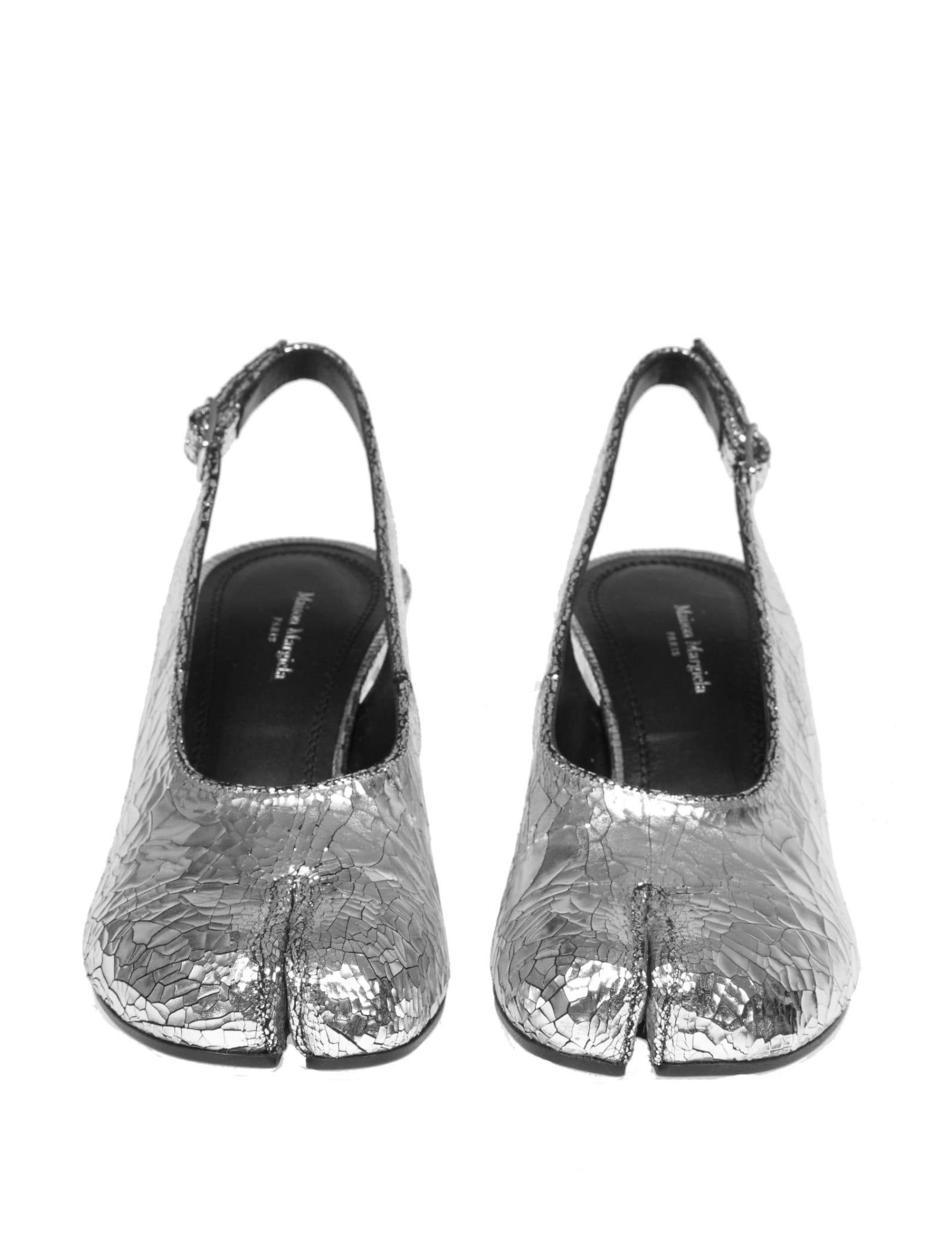 Maison Margiela Pumps Slingback In Silver Leather in