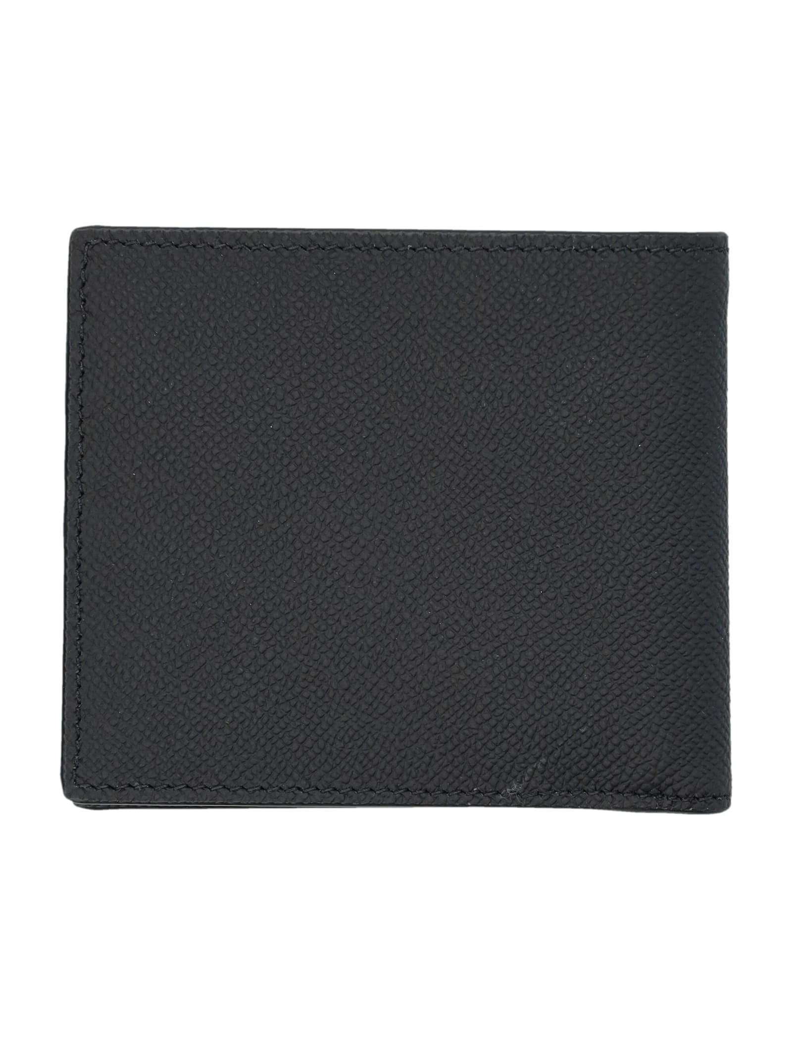 Burberry Grainy Leather Tb Bifold Wallet In Black/black