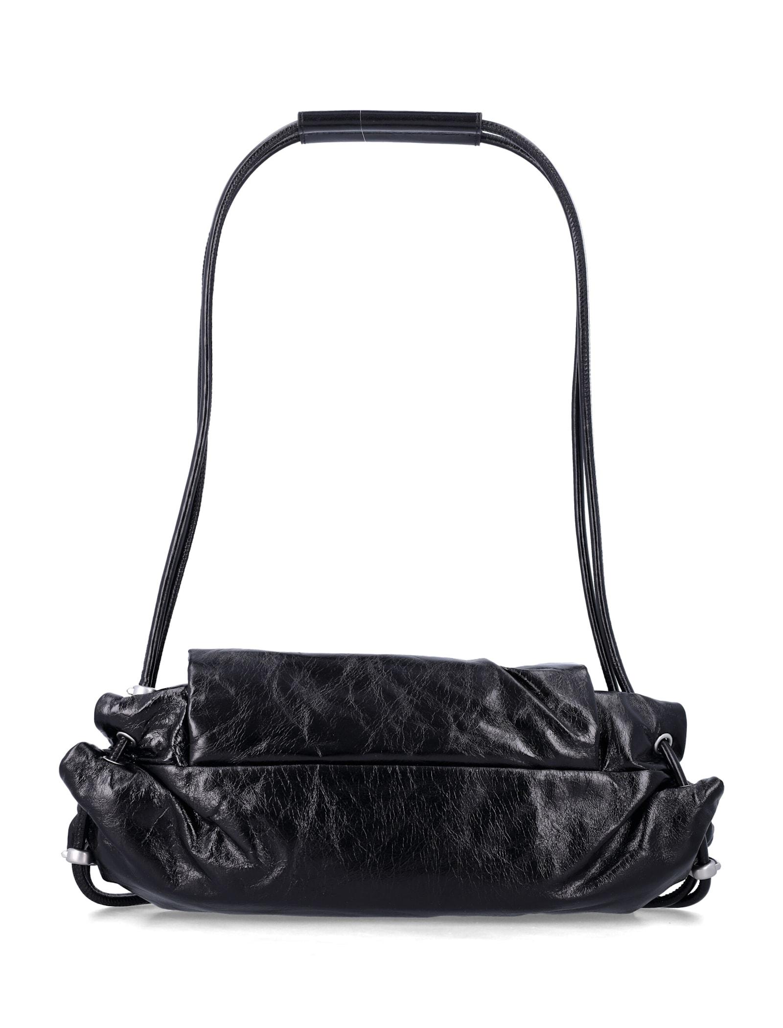 DIESEL Scrunch-D Shoulder S Leather Shoulder Bag in Black | Lyst