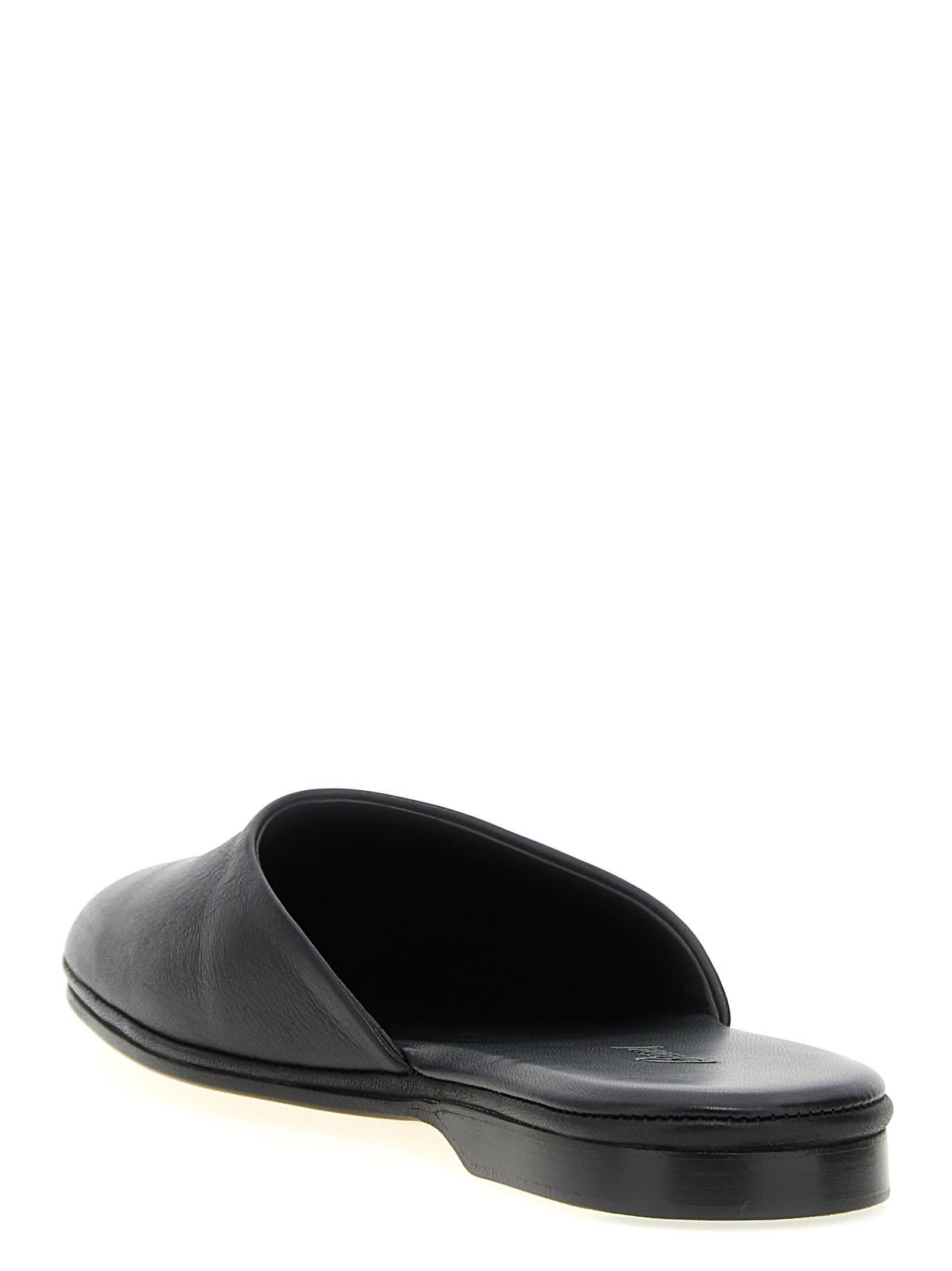 フラットシューズ BRIONI Leather sabots Black Brioni Leather Sabots in Black | Lyst