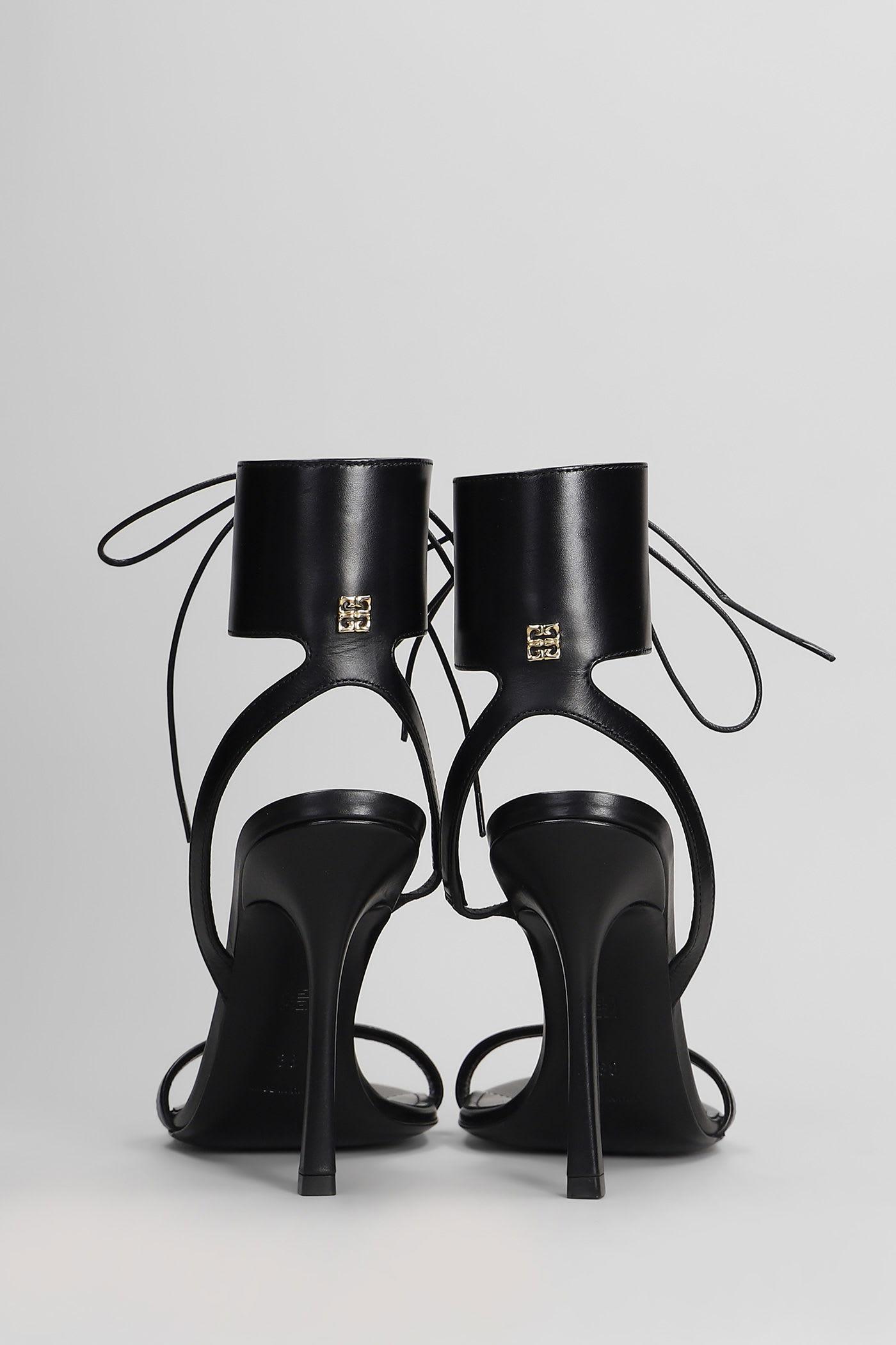 【送料&関税込】Givenchy 4g Liquid Lace Up Sandals In Black 4G Liquid lace-up heeled sandals in leather in - black
