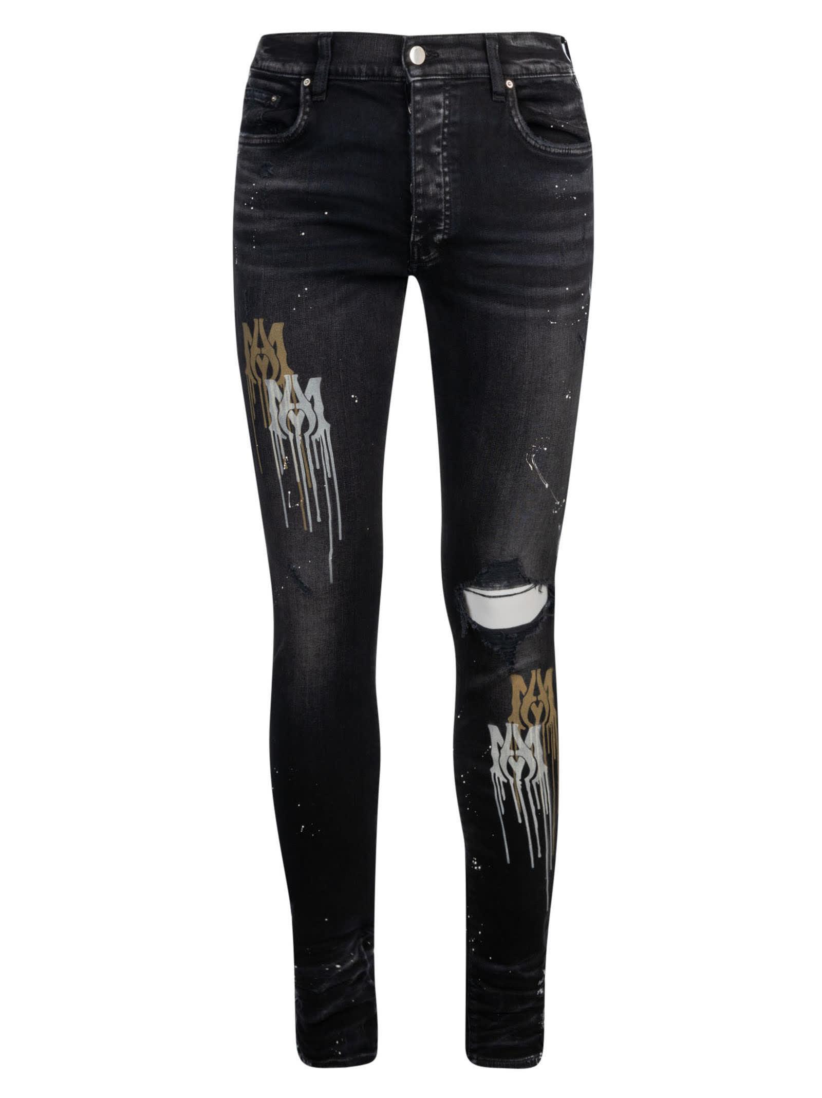 Amiri Denim Ma Stencil Jeans in Black for Men Save 57 Lyst UK