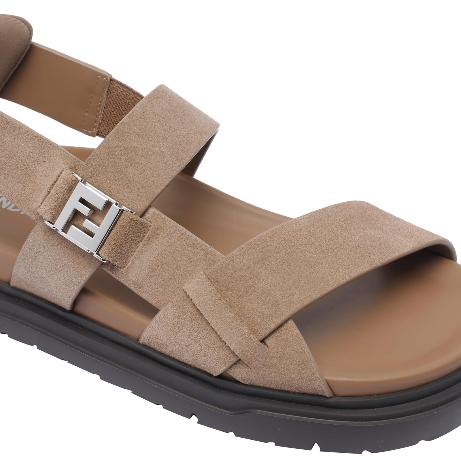 サンダル Fendi FF SUEDE SANDALS Fendi Cross-Strap FF Logo Sandals | Saks Fifth Avenue