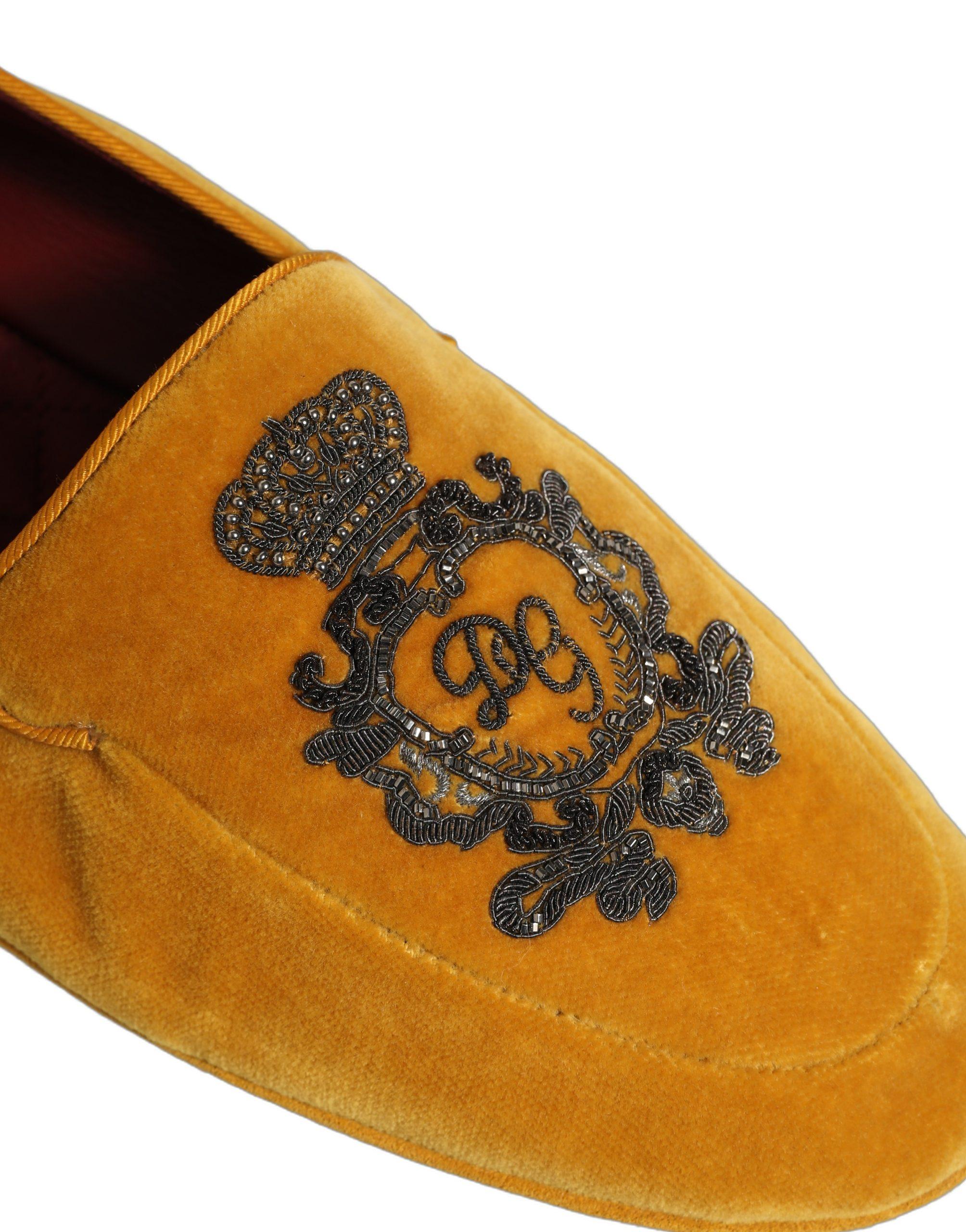 Dolce & Gabbana Orange Sequin Embellished Men Loafers Men\'s Shoes Dolce & Gabbana Black Velvet Embellished Dress Loafers Men main image 2