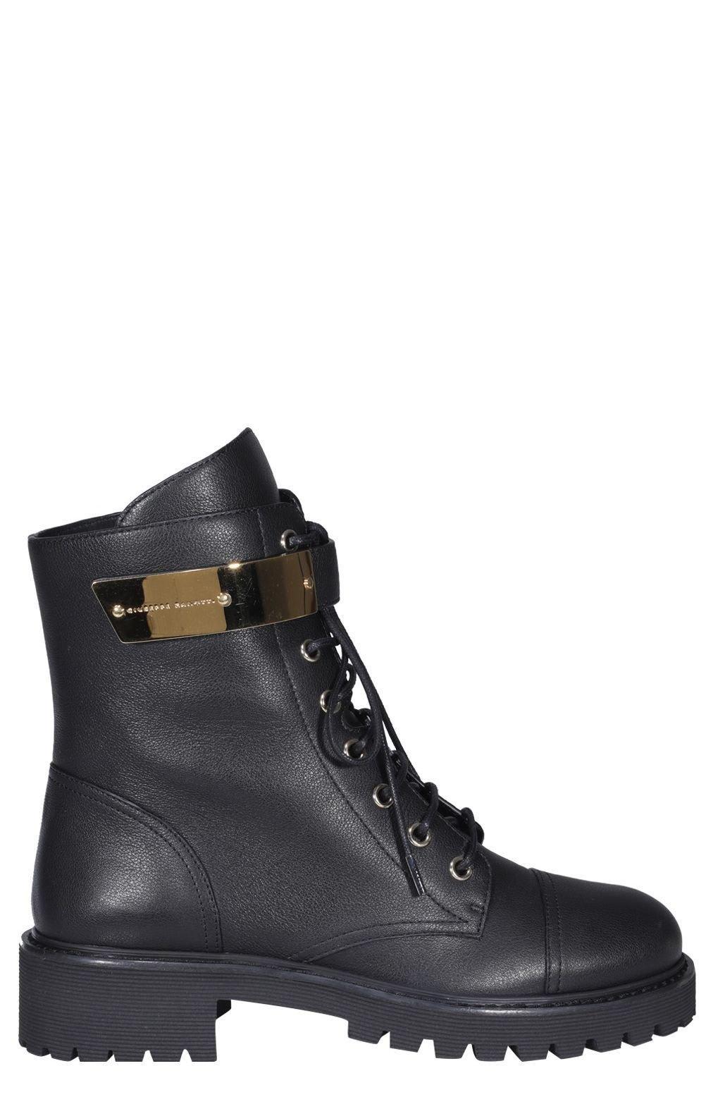 Giuseppe Zanotti Logo Detailed Lace-up Boots in Black | Lyst