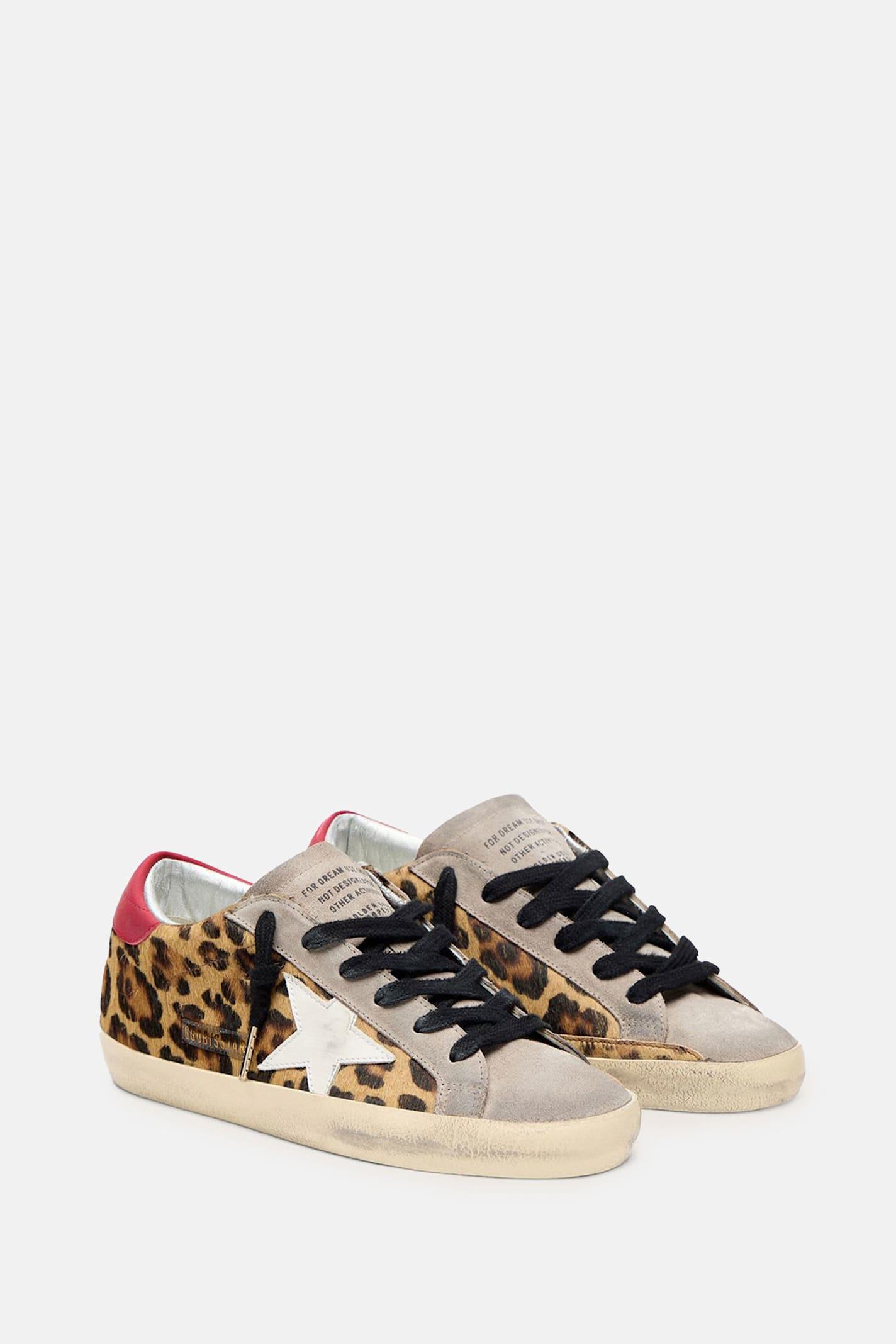 Designer Golden Goose Deluxe Brand Super-Star Leopard Sneakers for
